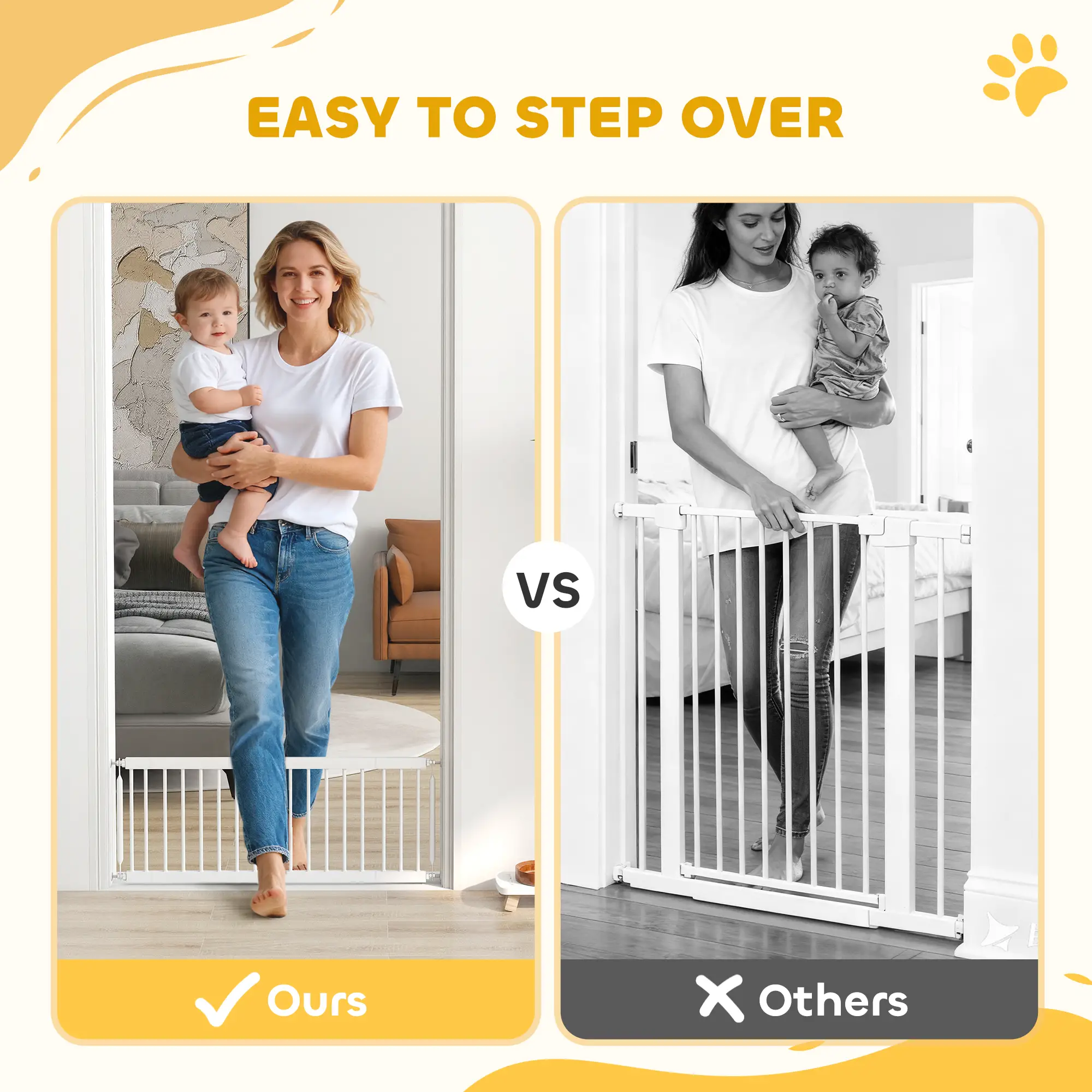 26"-37" Dog Gate, Adjustable Pet Gate, 14" Tall, White - Image 4