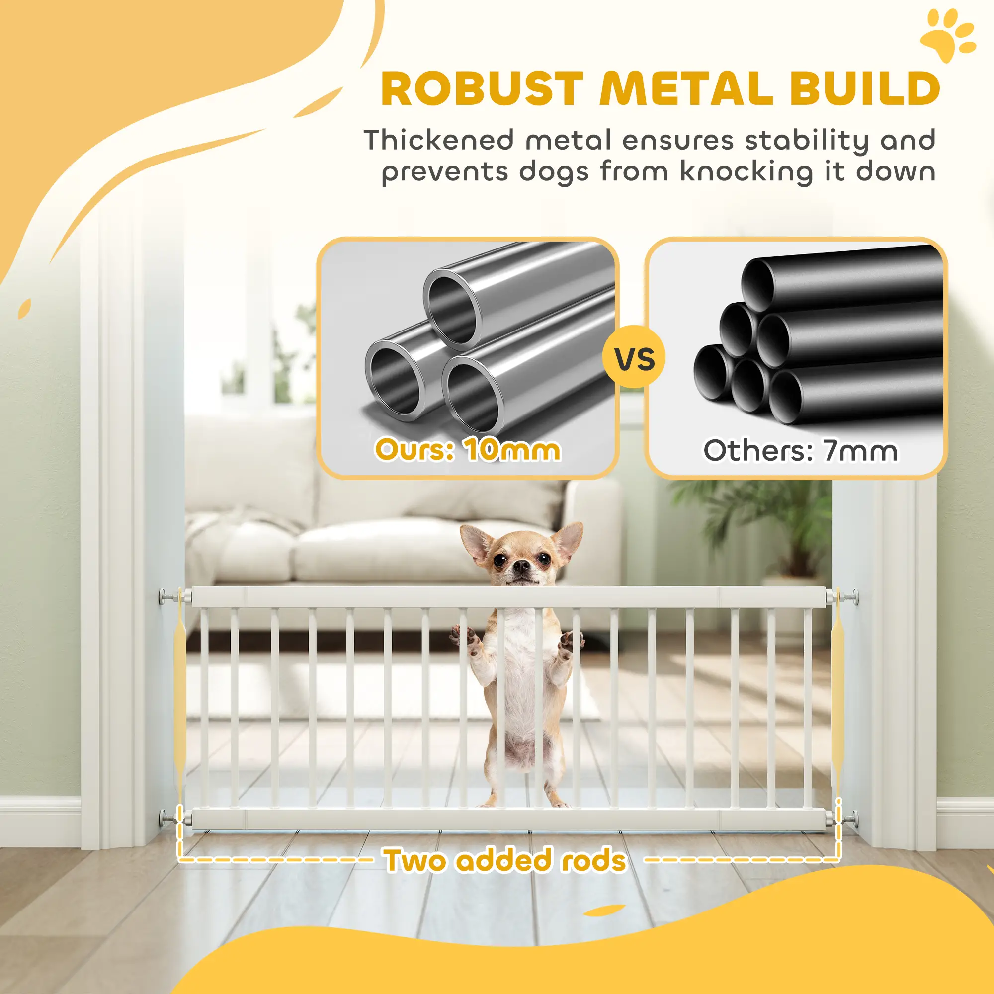26"-37" Dog Gate, Adjustable Pet Gate, 14" Tall, White - Image 6
