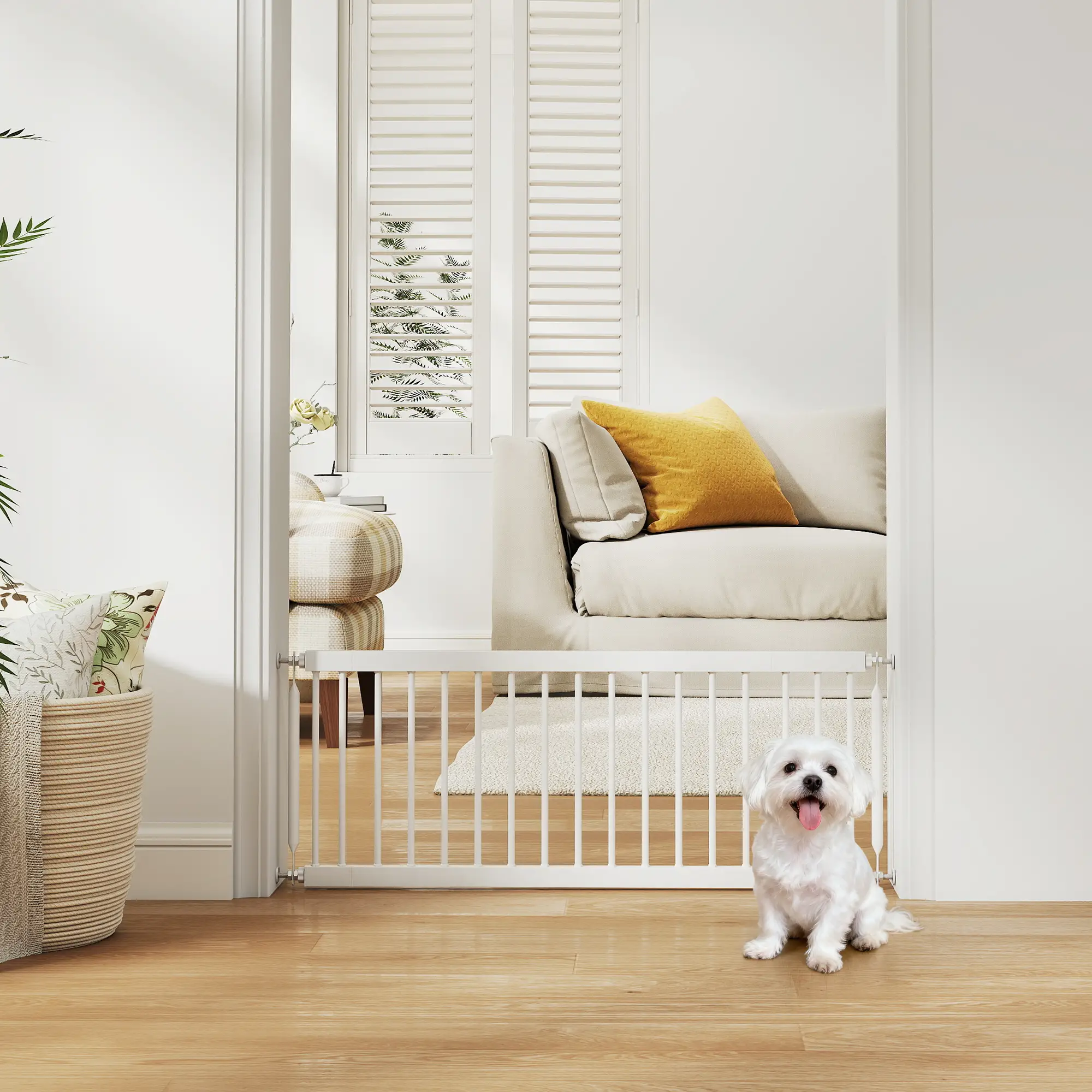 26"-37" Dog Gate, Adjustable Pet Gate, 14" Tall, White - Image 8