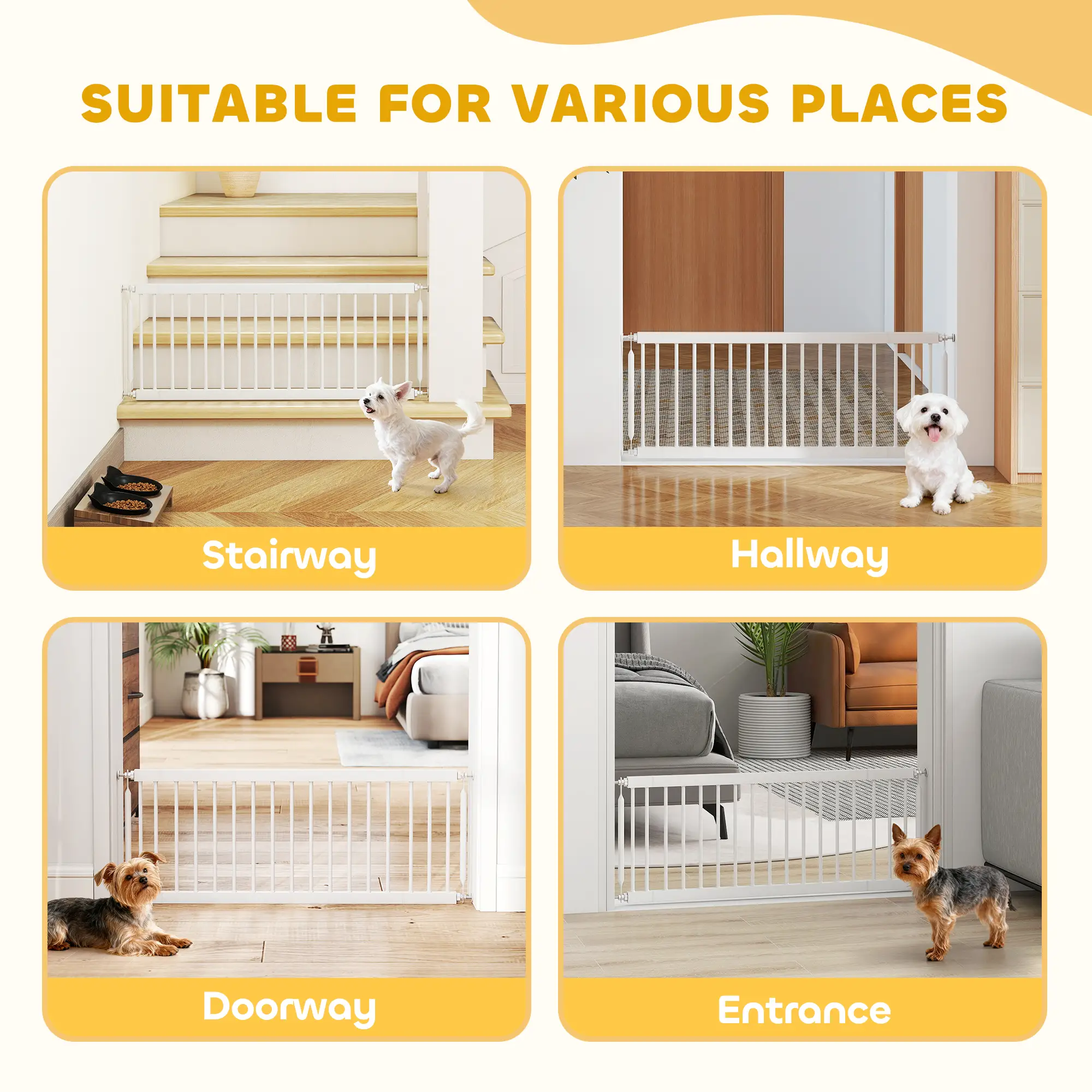 26"-37" Dog Gate, Adjustable Pet Gate, 14" Tall, White - Image 9