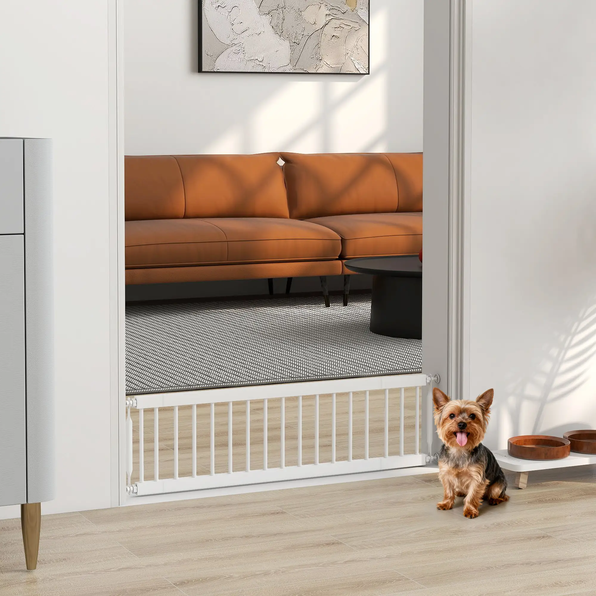26"-37" Dog Gate, Adjustable Pet Gate, White - Image 2