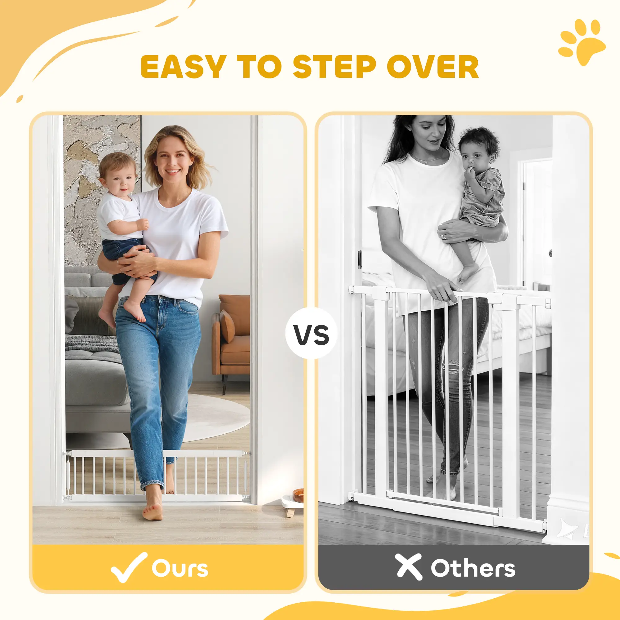 26"-37" Dog Gate, Adjustable Pet Gate, White - Image 4