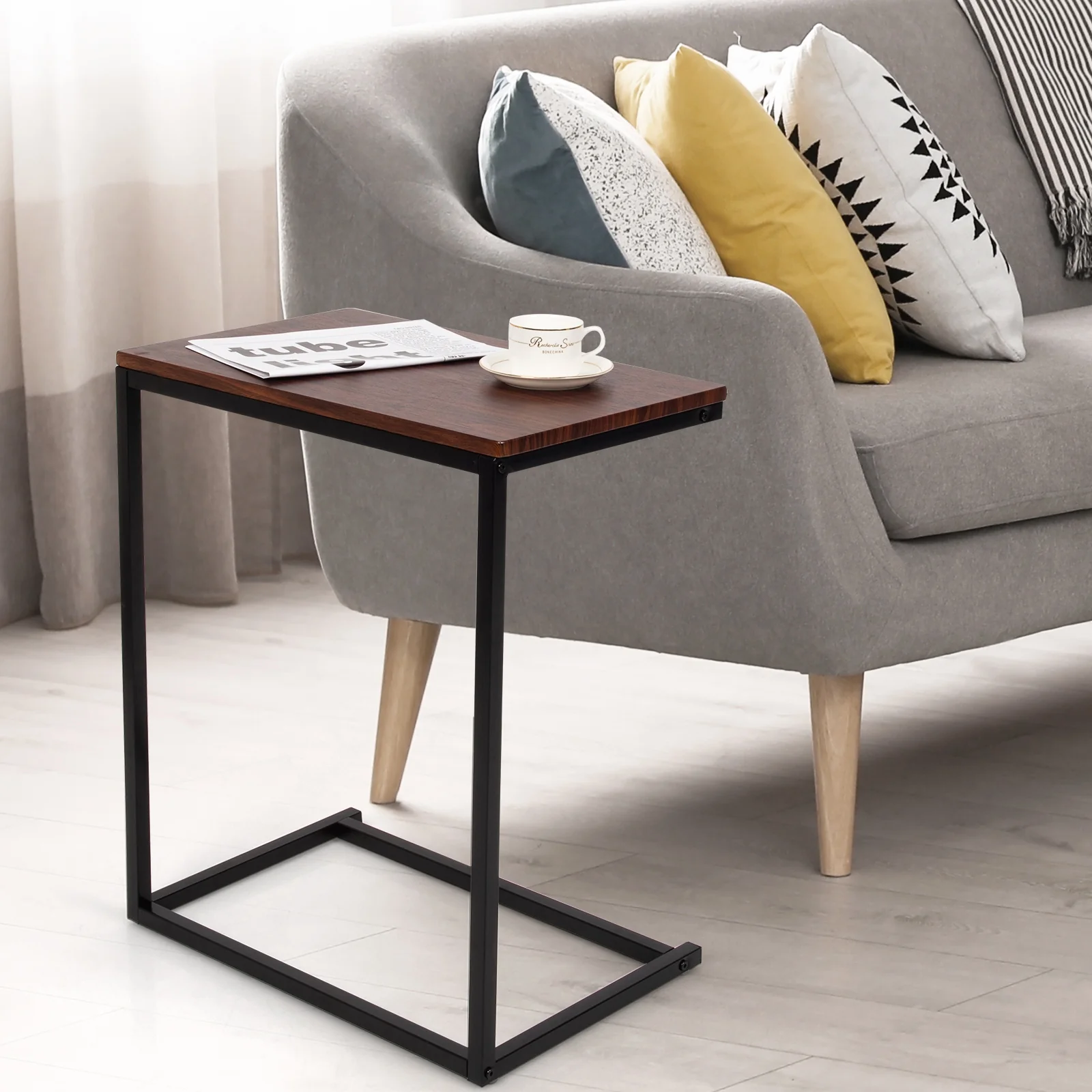 26 Inch Laptop Holder End Stand Desk, Dark Brown - Image 2