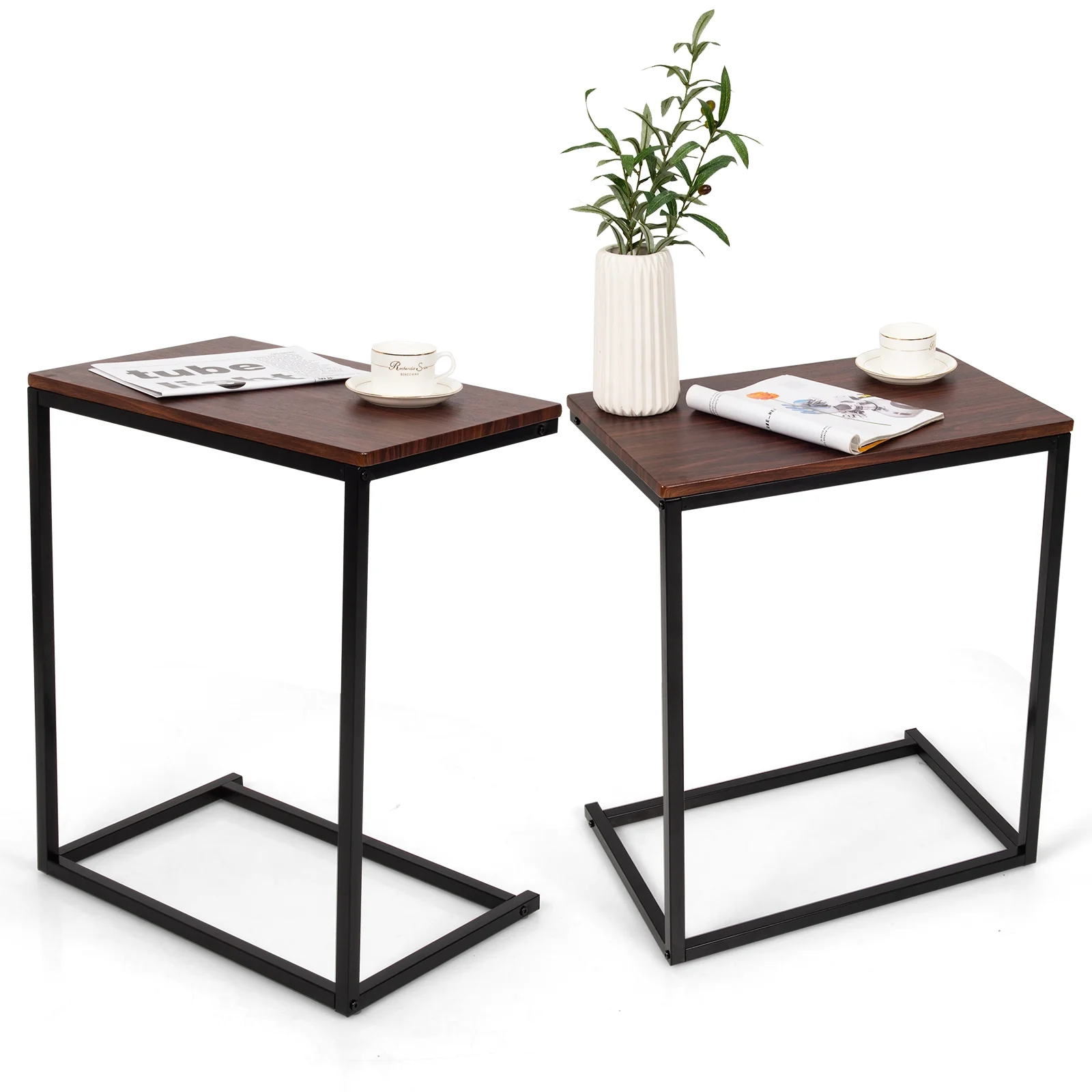 26 Inch Laptop Holder End Stand Desk, Dark Brown - Image 7