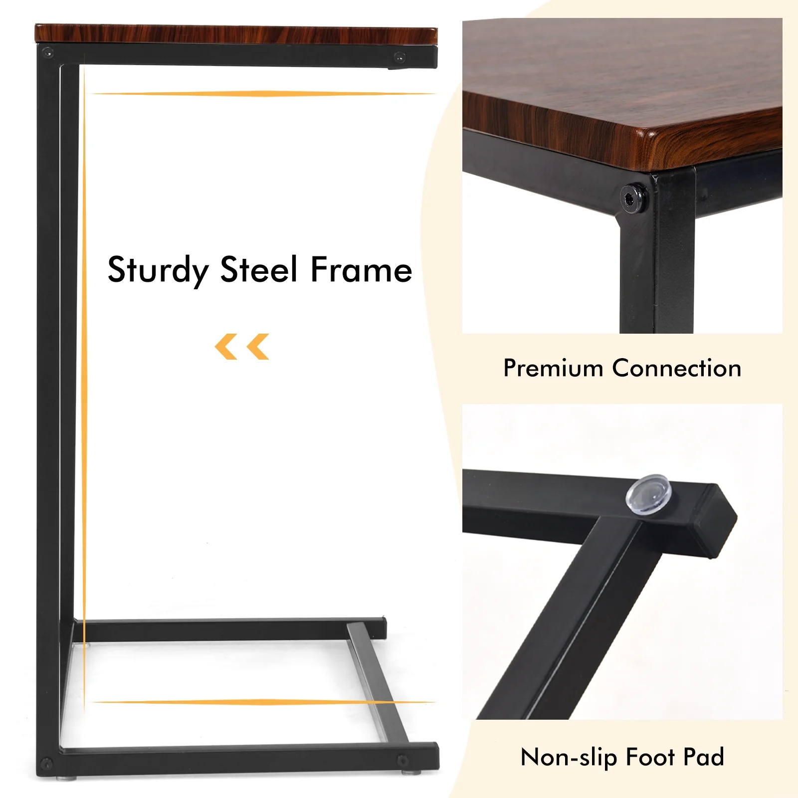 26 Inch Laptop Holder End Stand Desk, Dark Brown - Image 8