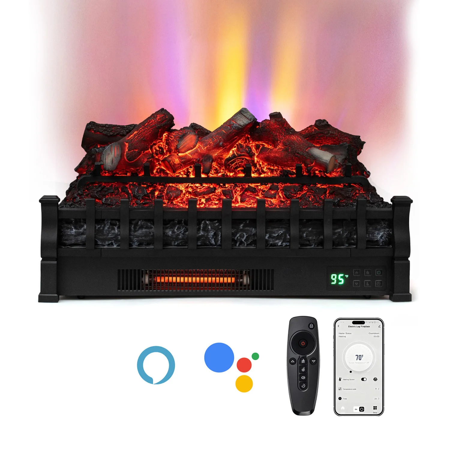 26 Inch WiFi Infrared Electric Fireplace Insert