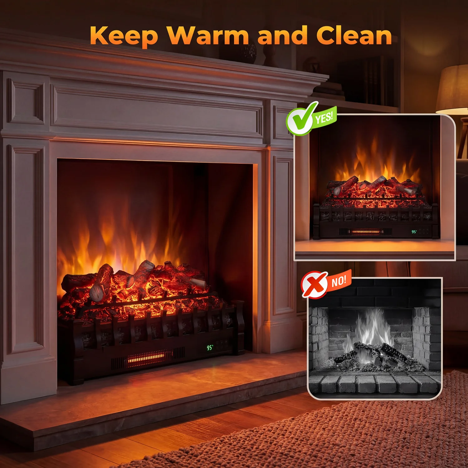 26 Inch WiFi Infrared Electric Fireplace Insert - Image 5