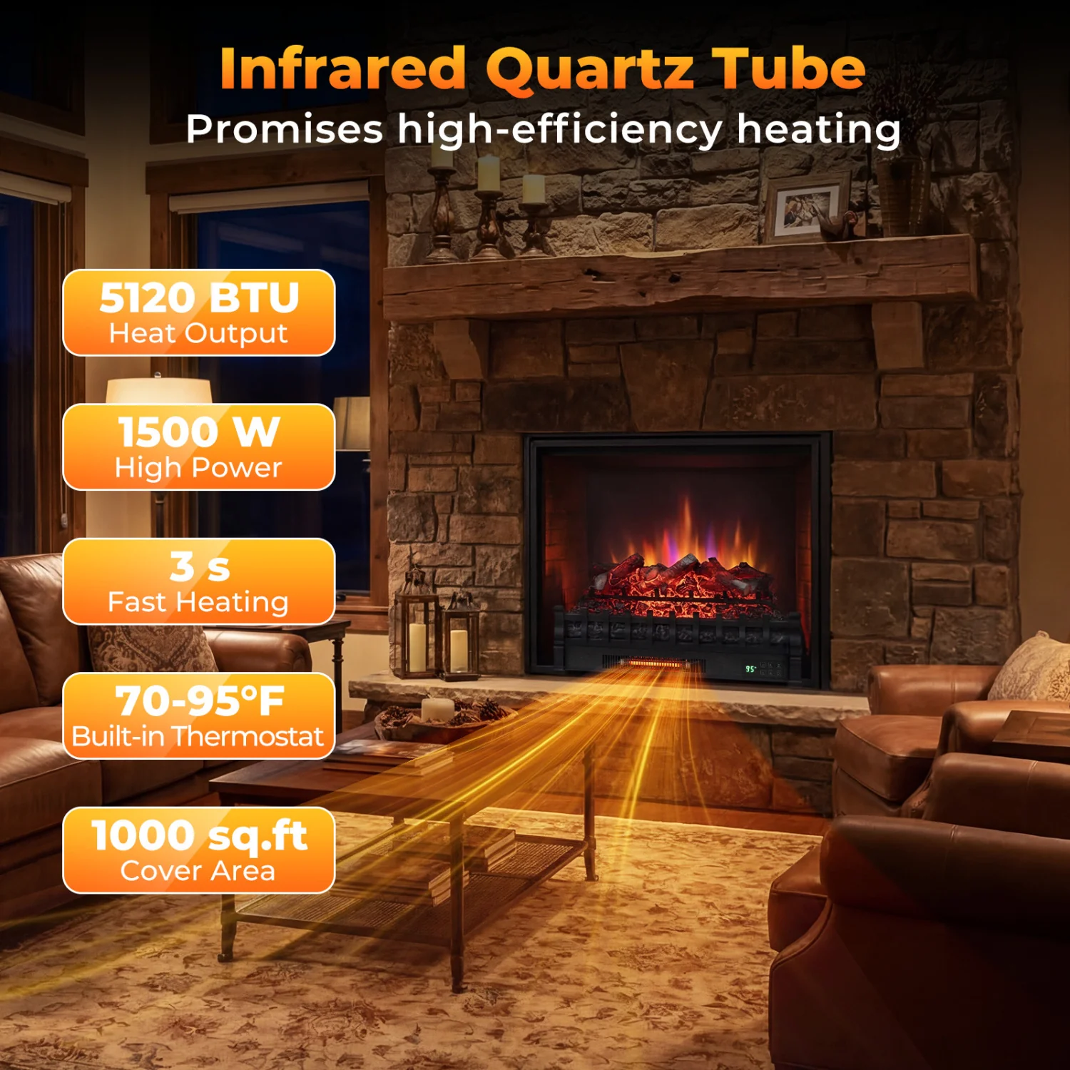 26 Inch WiFi Infrared Electric Fireplace Insert - Image 6