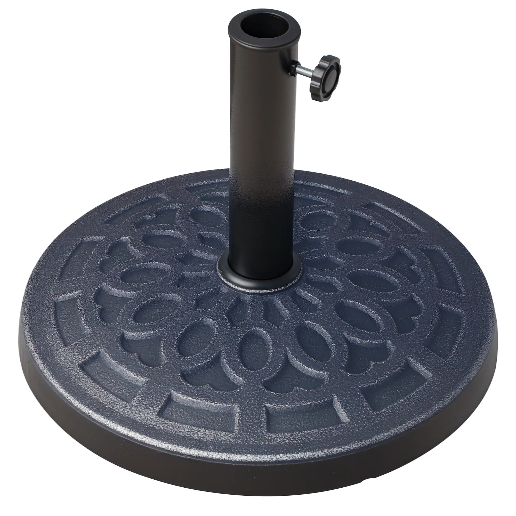 26 lbs Resin Umbrella Base, Round Market Parasol Holder, Φ1.5", Φ1.89" Pole, Bronze