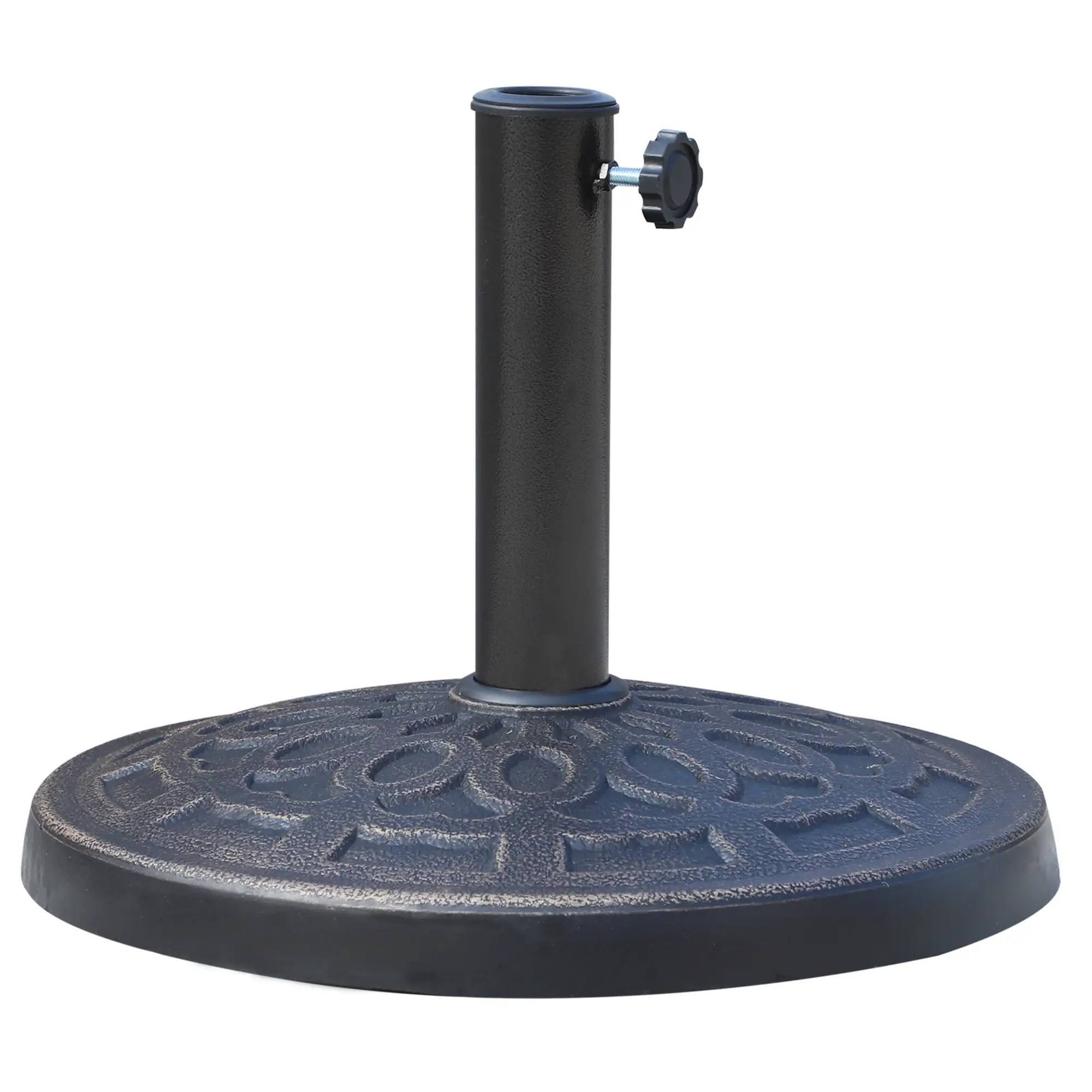 26 lbs Resin Umbrella Base, Round Market Parasol Holder, Φ1.5", Φ1.89" Pole, Bronze - Image 11