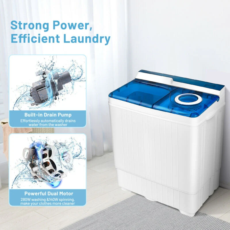 26 Pound Portable Semi-Automatic Washing Machine, Blue - Image 10