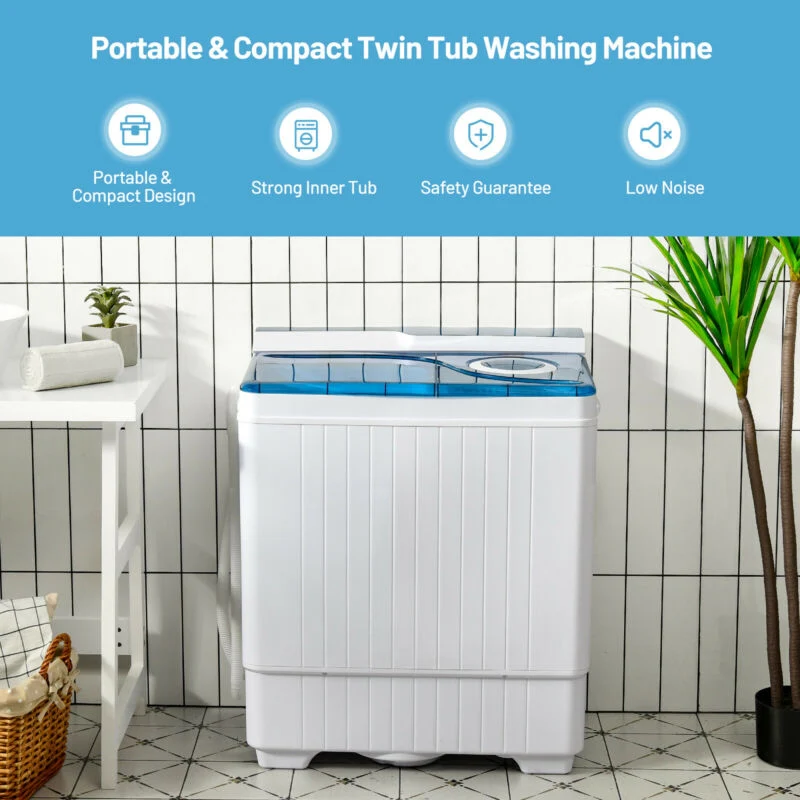 26 Pound Portable Semi-Automatic Washing Machine, Blue - Image 7