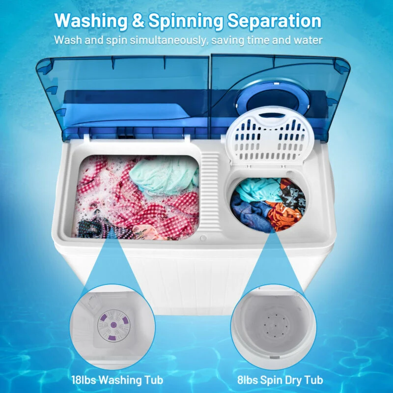 26 Pound Portable Semi-Automatic Washing Machine, Blue - Image 9