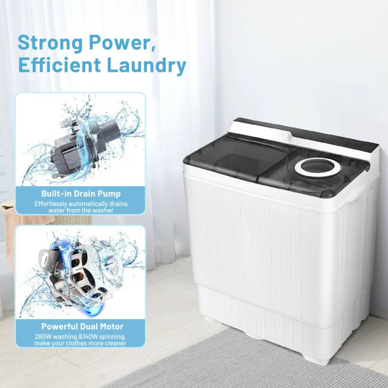 26 Pound Portable Semi-Automatic Washing Machine, Gray - Image 10