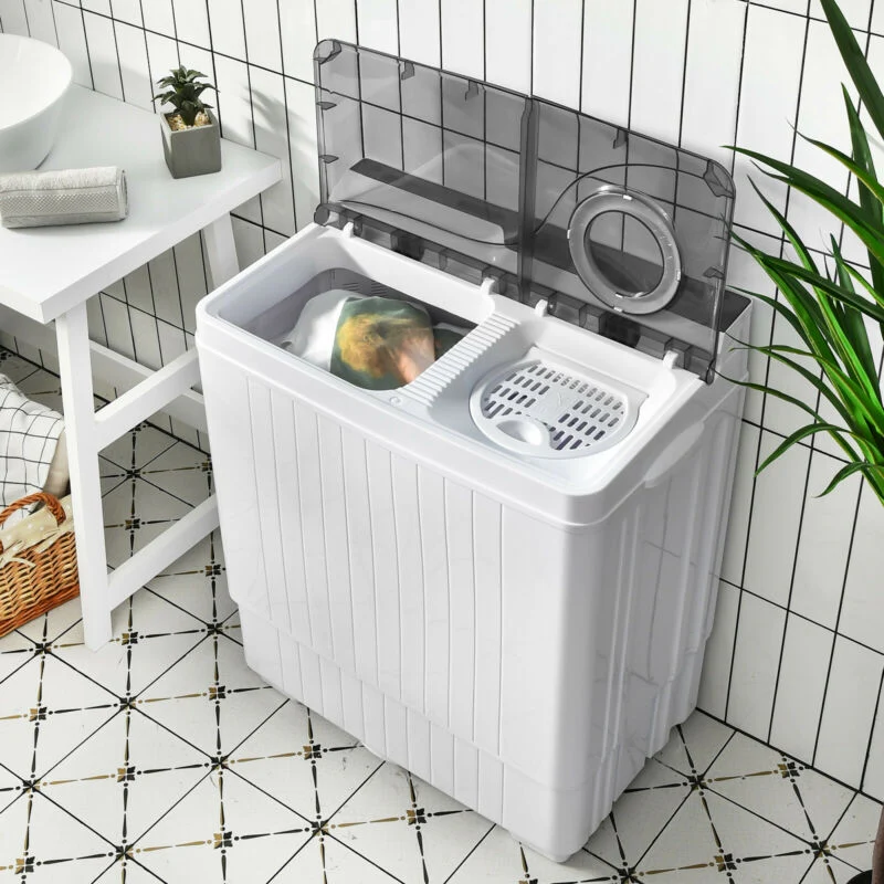 26 Pound Portable Semi-Automatic Washing Machine, Gray - Image 3