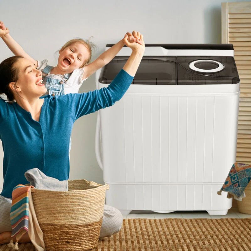 26 Pound Portable Semi-Automatic Washing Machine, Gray - Image 7
