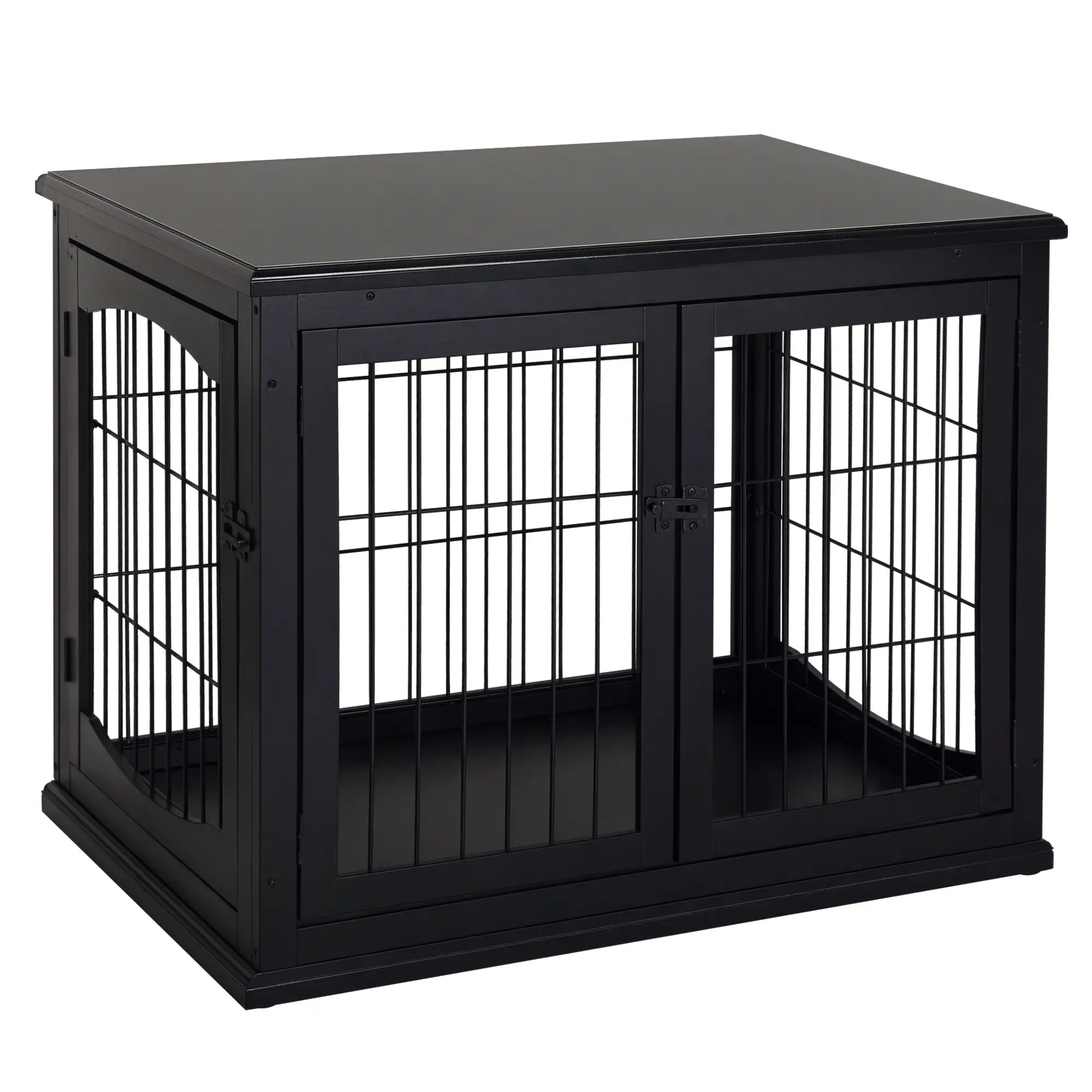 26" Wooden Dog Cage, Double Door, Modern Design, Black - Image 11