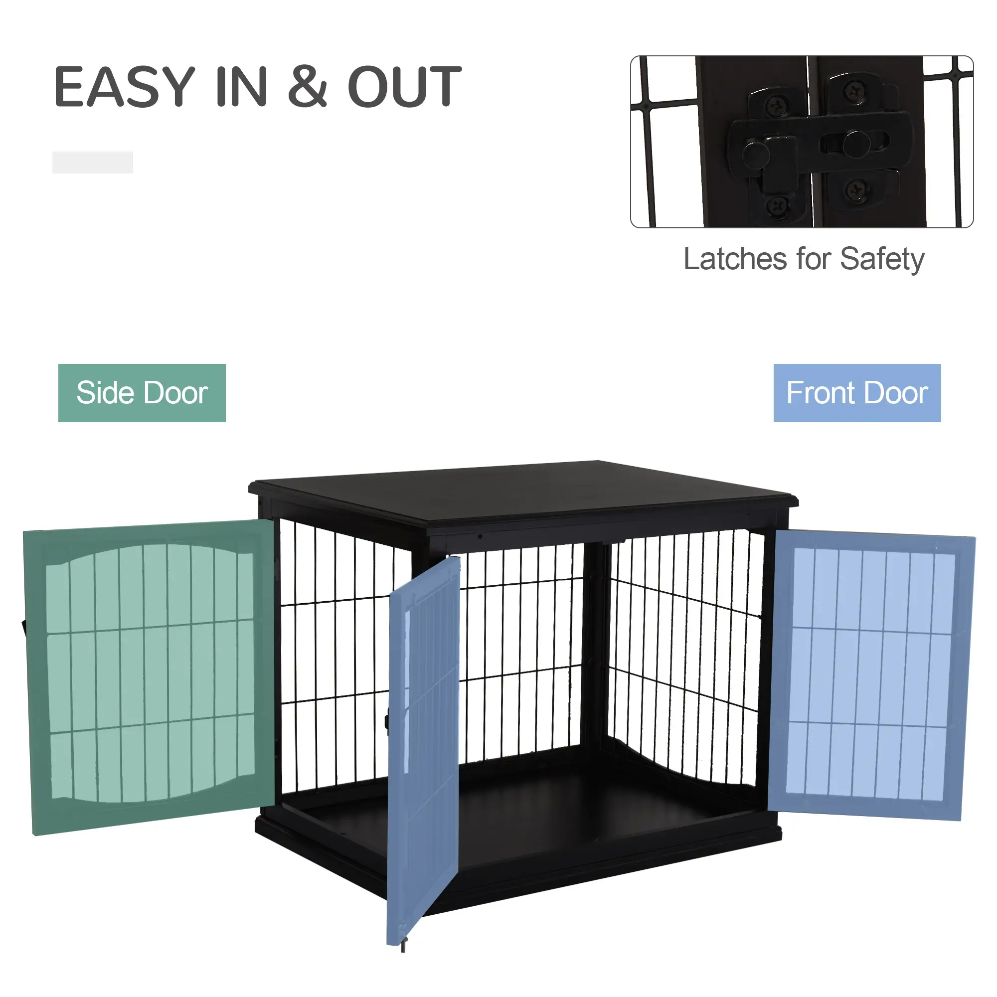 26" Wooden Dog Cage, Double Door, Modern Design, Black - Image 6