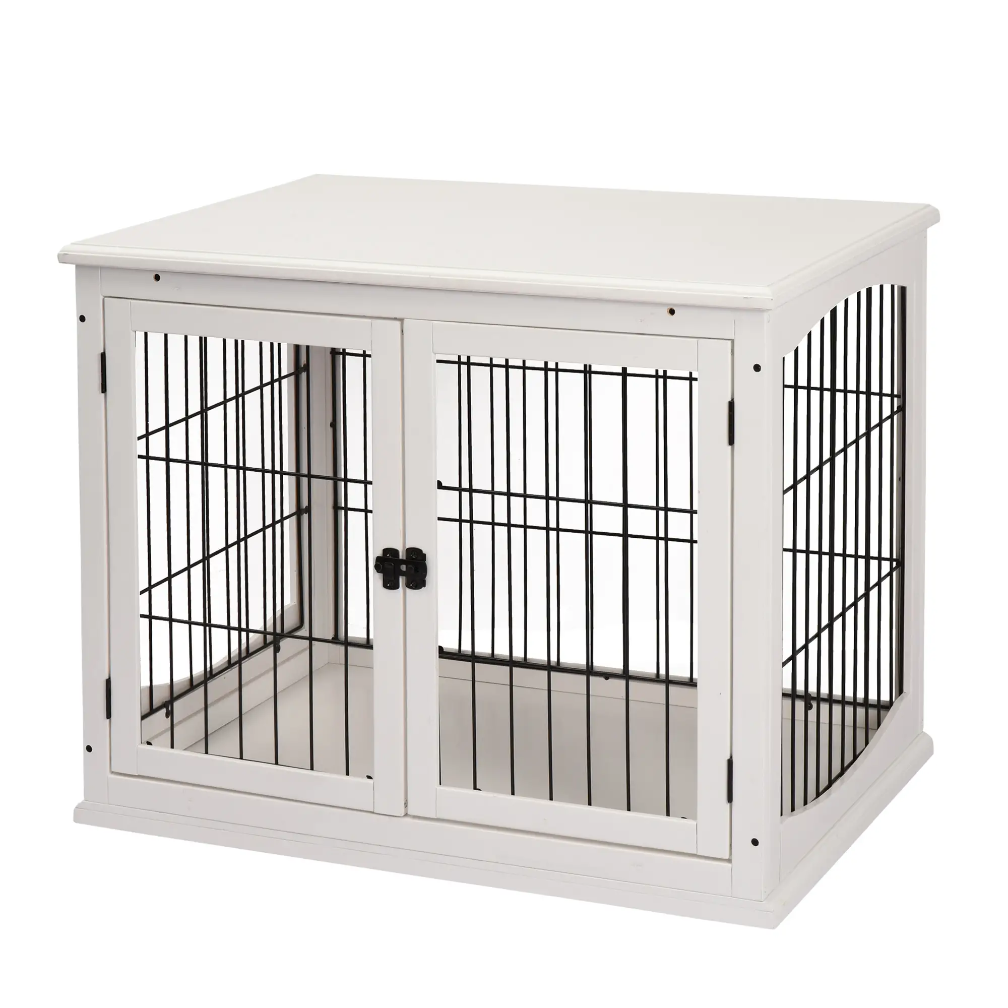 26" Wooden Dog Cage, Double Door, Modern Design, White - Image 11
