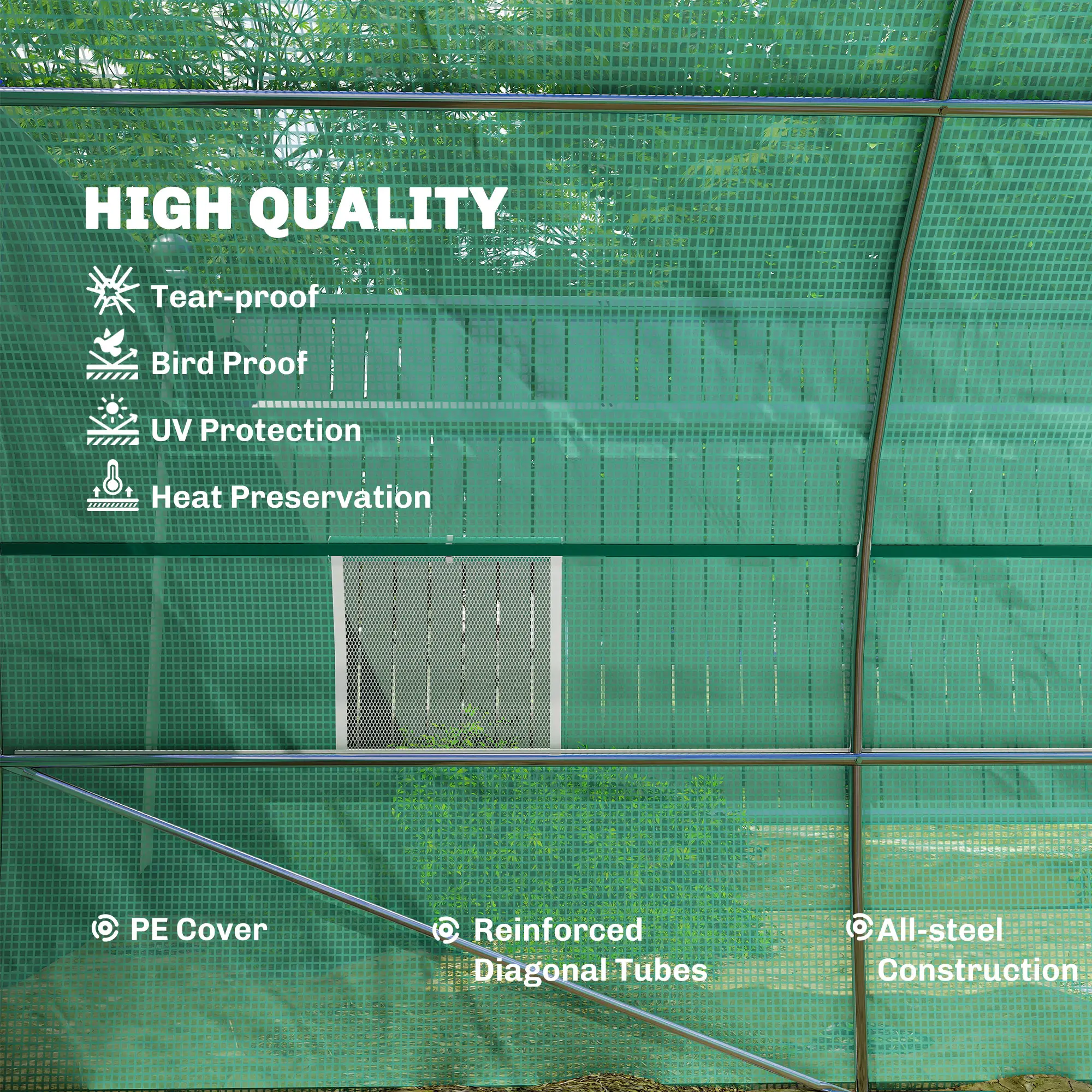 26' x 10' x 6.6' Walk in Tunnel Greenhouse, Steel Frame - Image 4