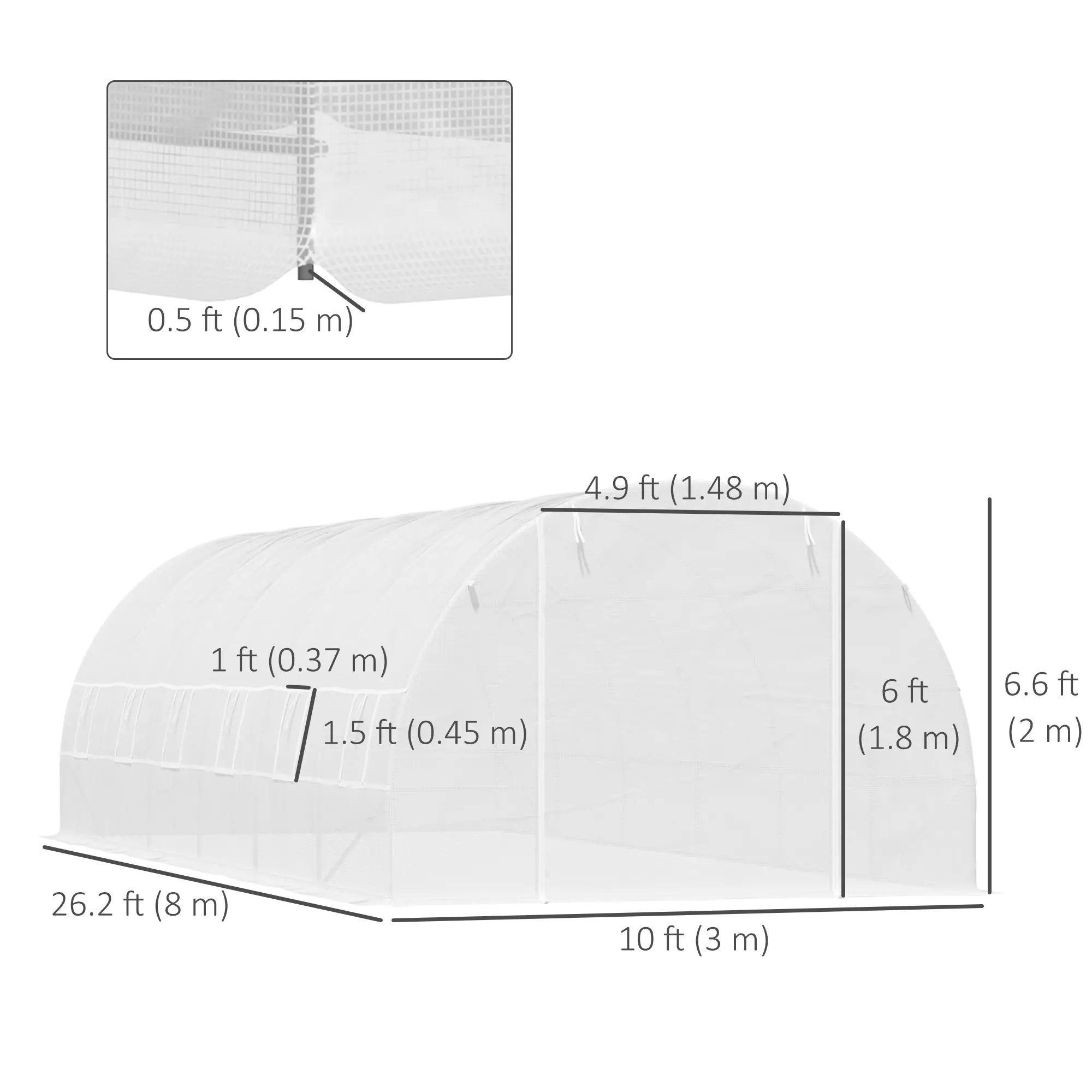 26' x 10' x 6.6' Large Walk in Tunnel Greenhouse Garden Plant Seed Green House Premium Steel Frame - Image 3