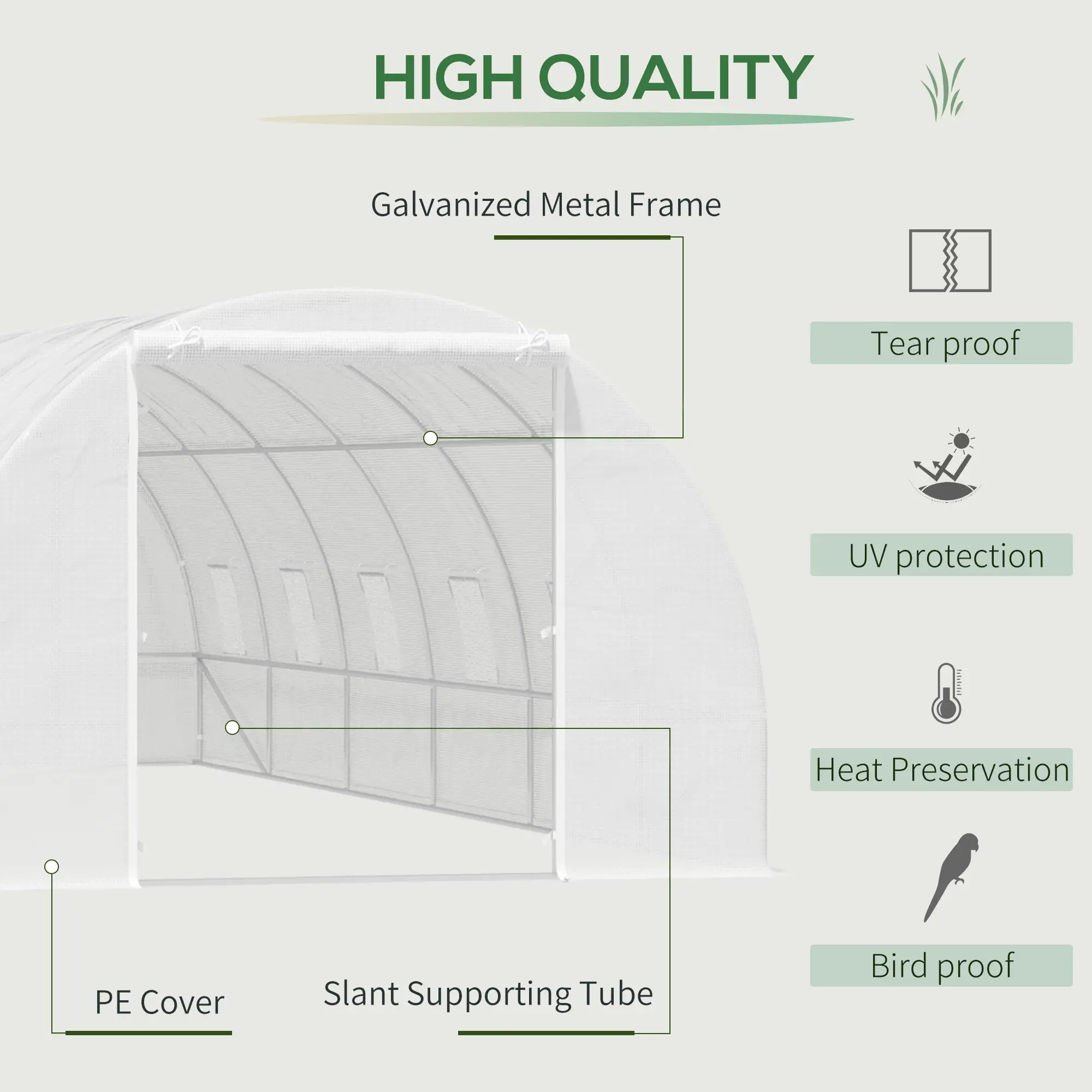 26' x 10' x 6.6' Large Walk in Tunnel Greenhouse Garden Plant Seed Green House Premium Steel Frame - Image 4