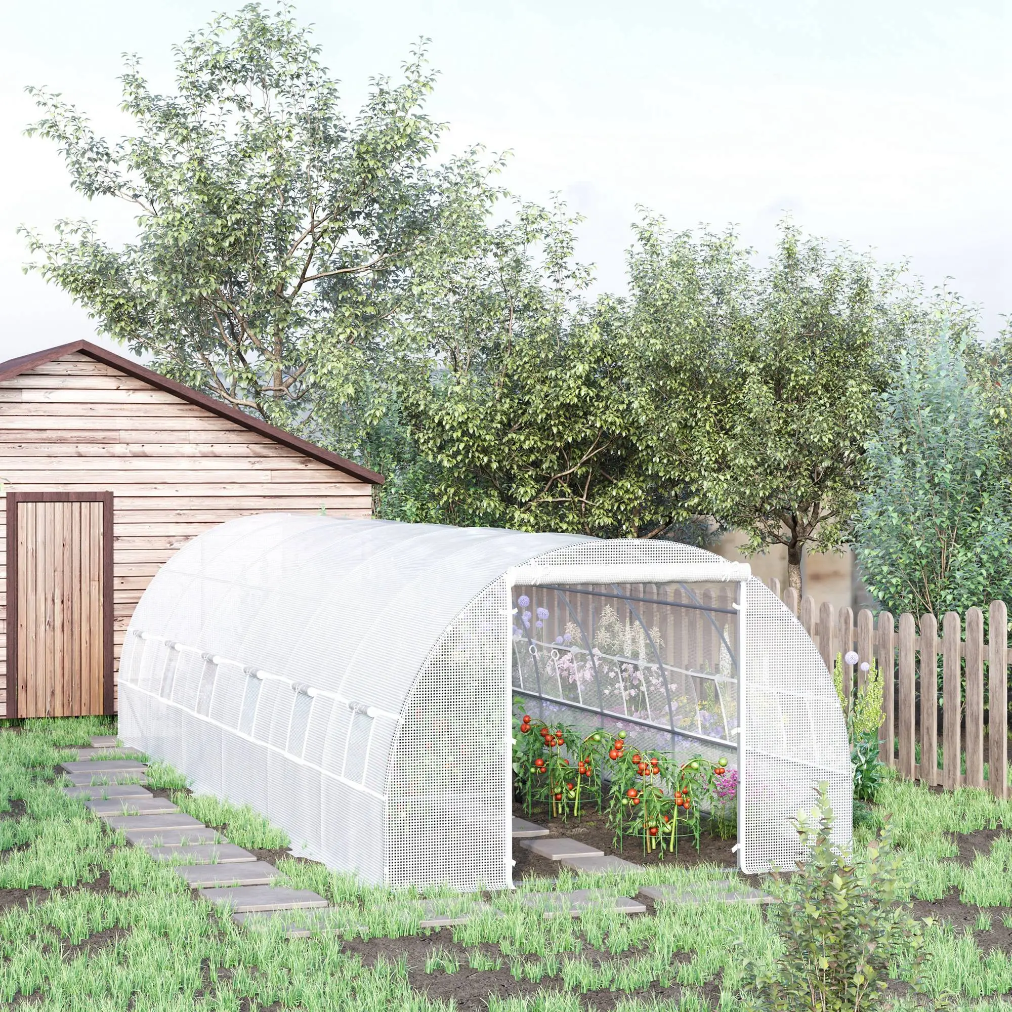 26' x 10' x 6.6' Large Walk in Tunnel Greenhouse Garden Plant Seed Green House Premium Steel Frame - Image 9