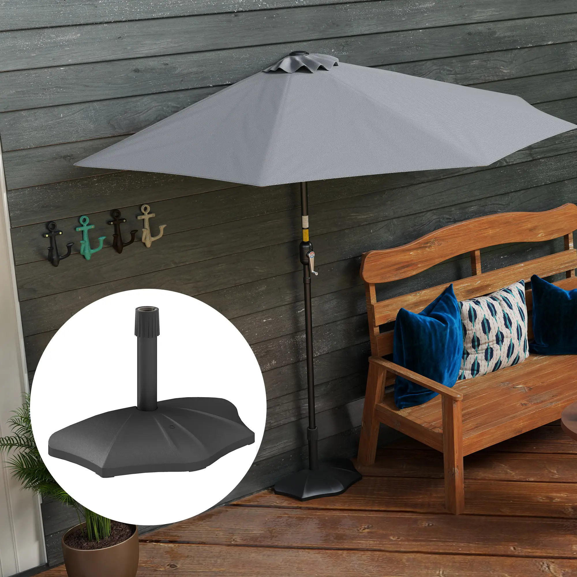 26lbs Concrete Patio Umbrella Base, 1.5/1.9" Pole Stand, Black - Image 9