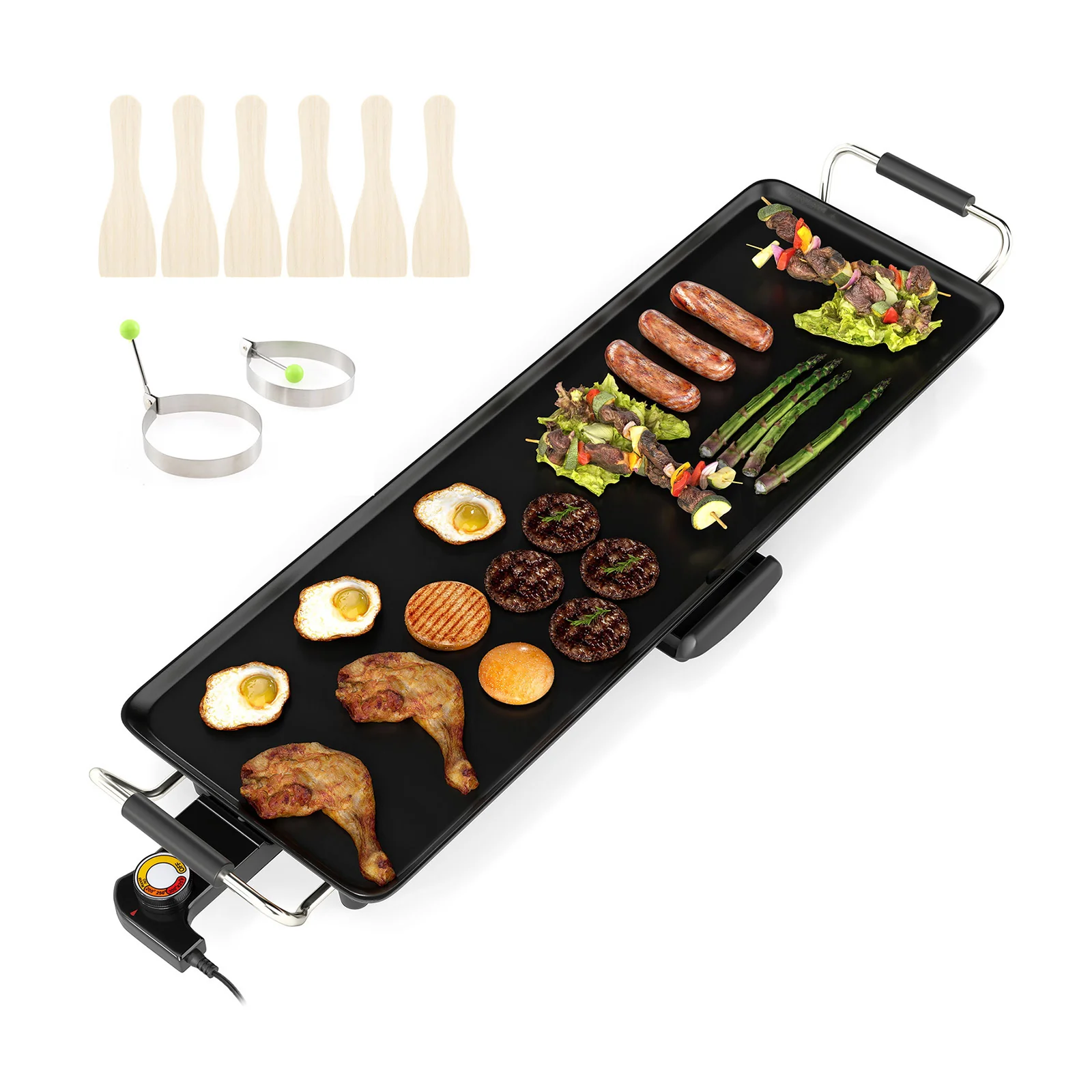 27 Inch Electric Griddle, Nonstick BBQ Grill, Adjustable Temperature, Black - Image 3