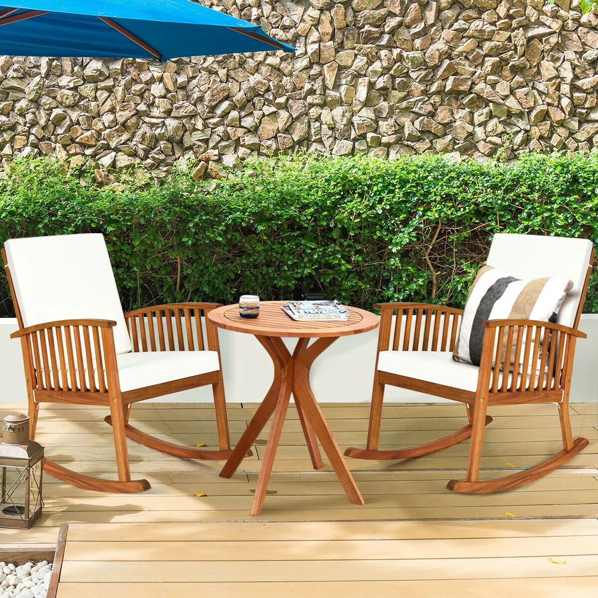 27 Inch Round Solid Wood Coffee Table, Brown - Image 4