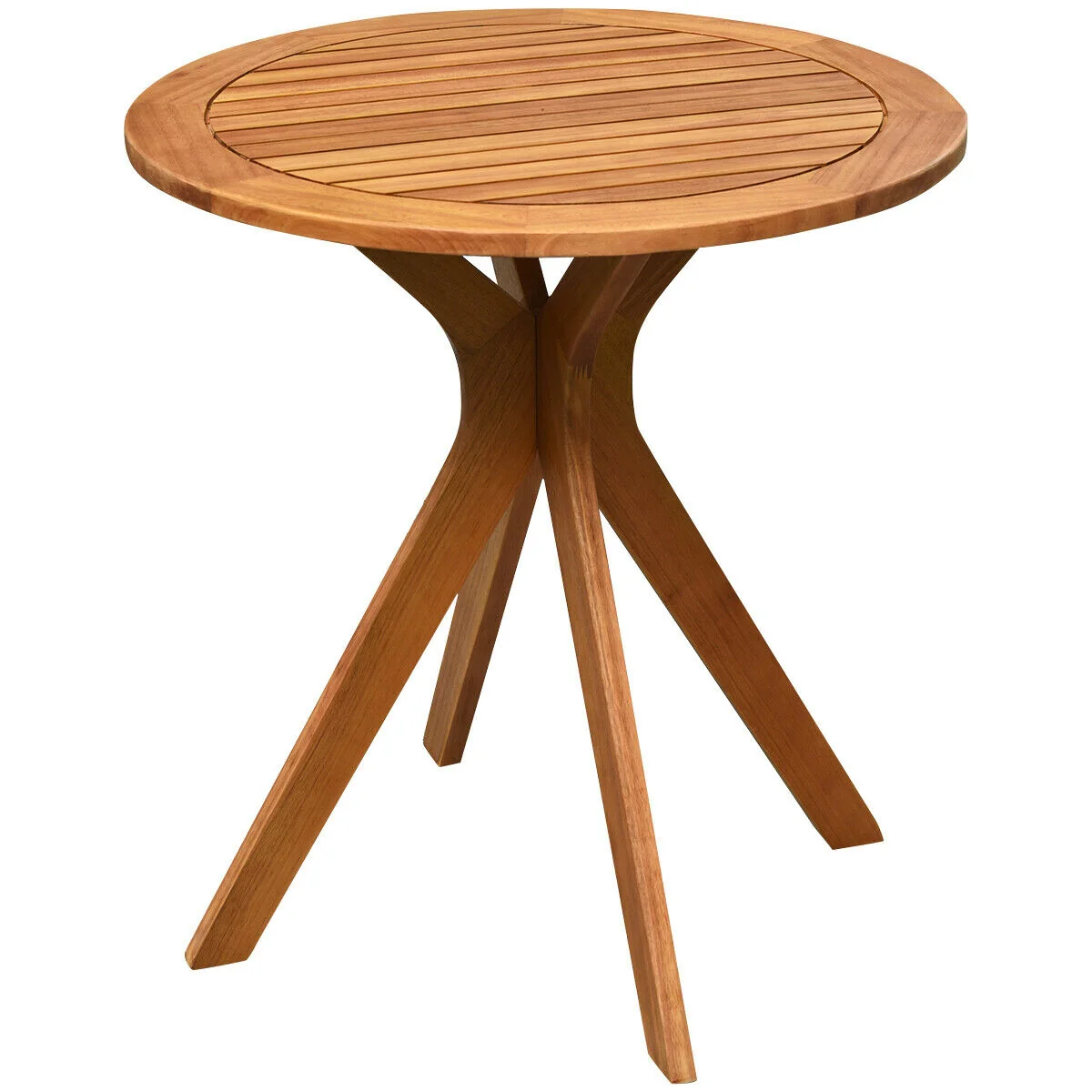 27 Inch Round Solid Wood Coffee Table, Brown - Image 8
