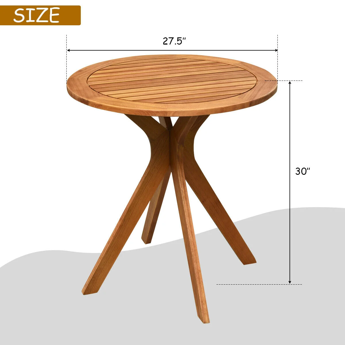 27 Inch Round Solid Wood Coffee Table, Brown - Image 9