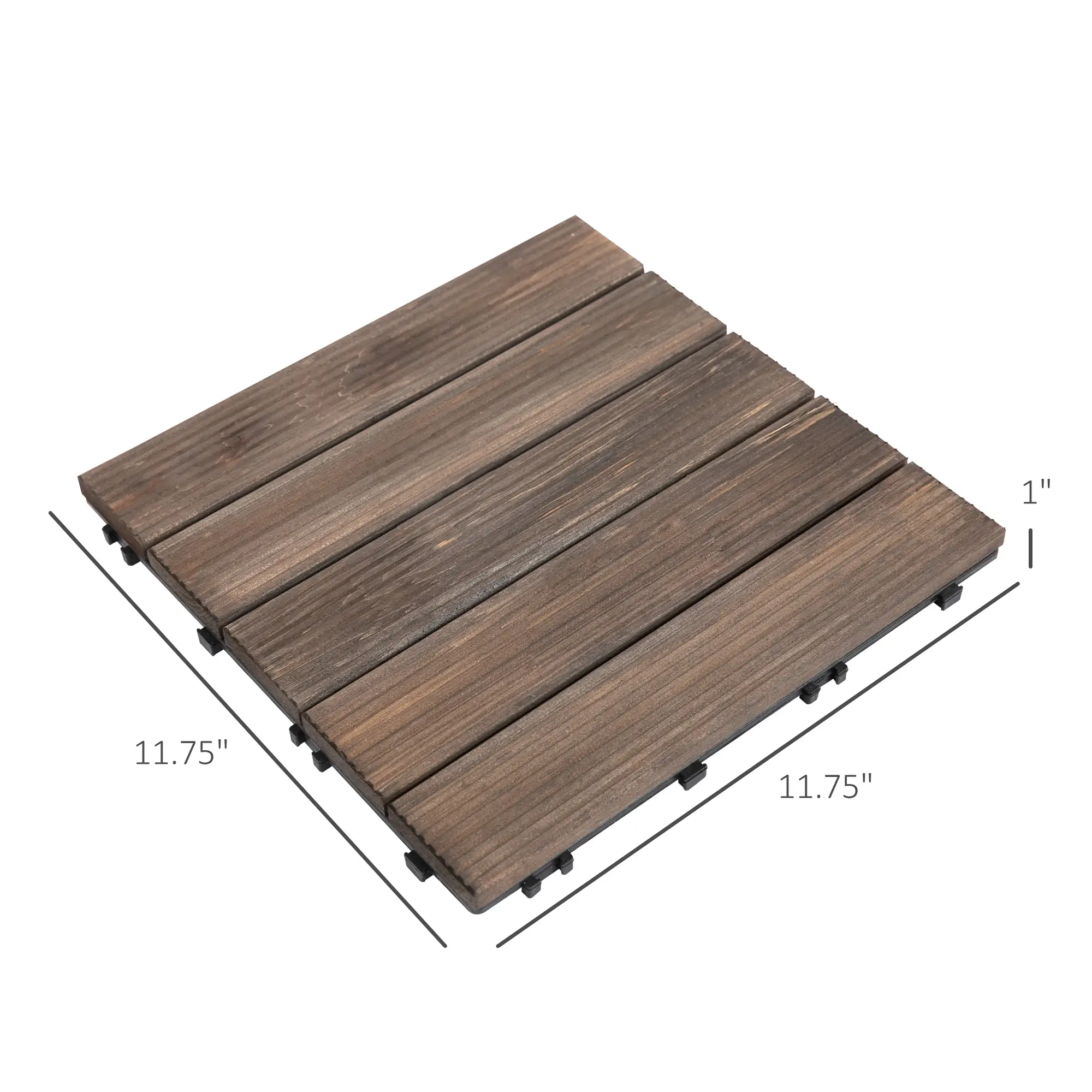 27 Pcs Wood Interlocking Deck Tiles, 12 x 12in, Black - Image 3