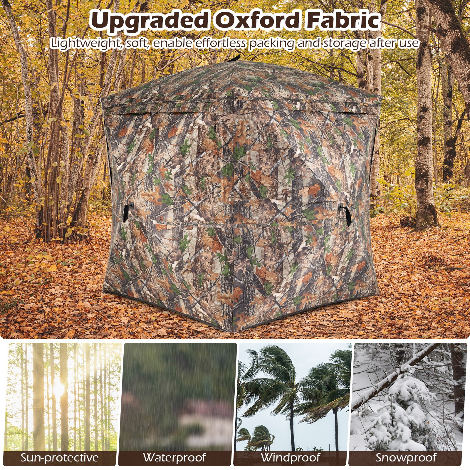 270° See Through Hunting Blind Tent with Silent Magnetic Door, Camouflage - Image 8
