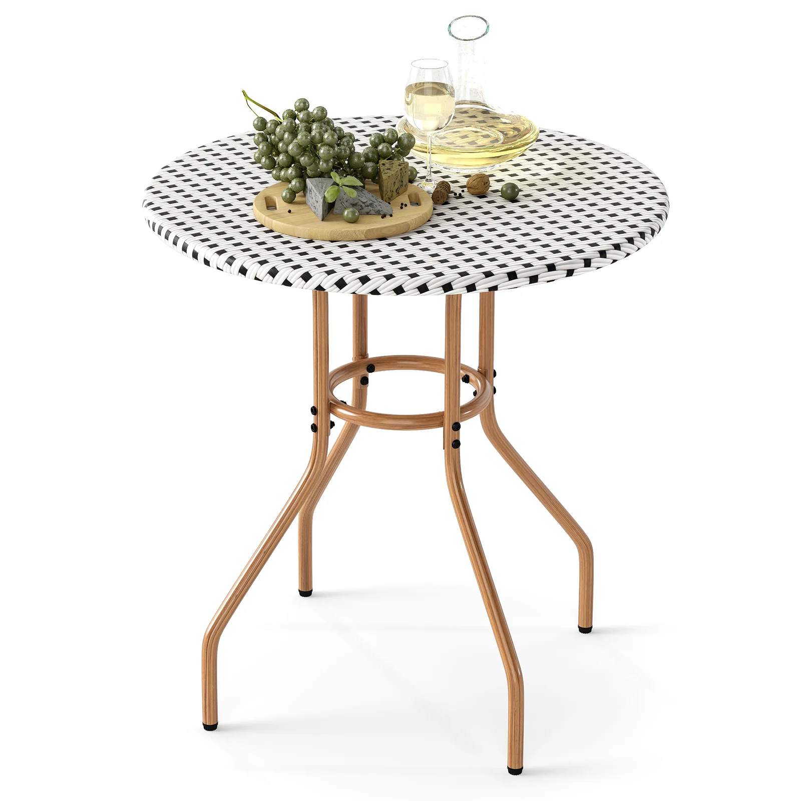 27.5 inch Outdoor Bistro Table with Heavy Duty Metal Frame and Adjustable Foot Pads-white, White - Image 4