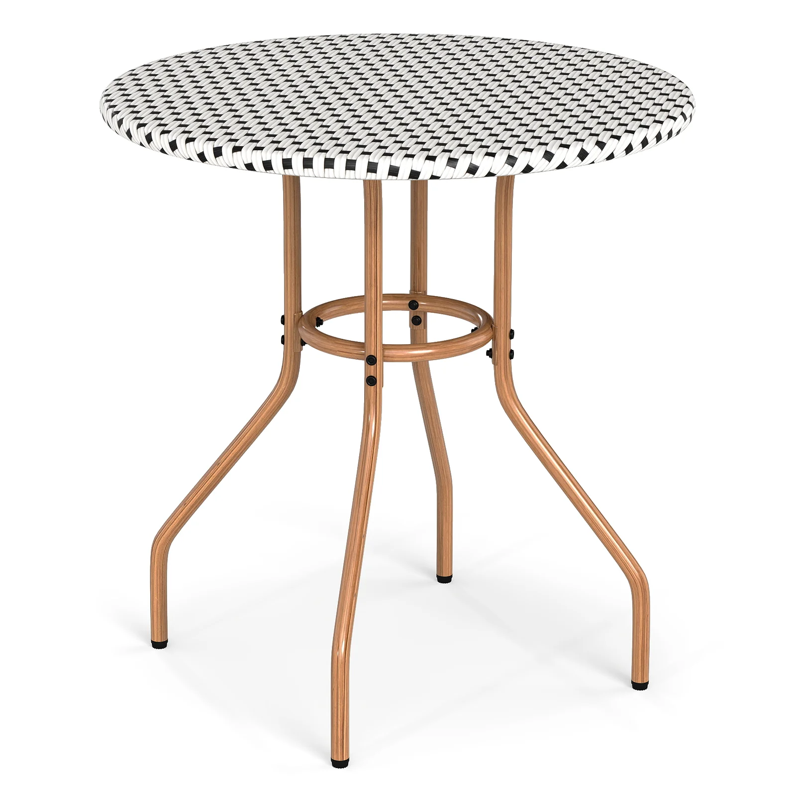27.5 inch Outdoor Bistro Table with Heavy Duty Metal Frame and Adjustable Foot Pads-white, White - Image 5