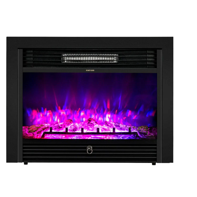28.5 Inch Electric Fireplace, Recessed, 3 Flame Colors, Black - Image 4