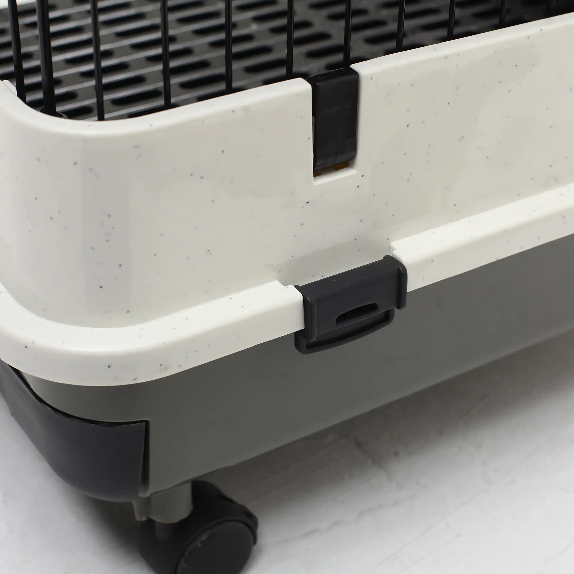 28"H 2-Level Rabbit Hutch, Lockable Wheels, Slide-Out Tray, Black - Image 9