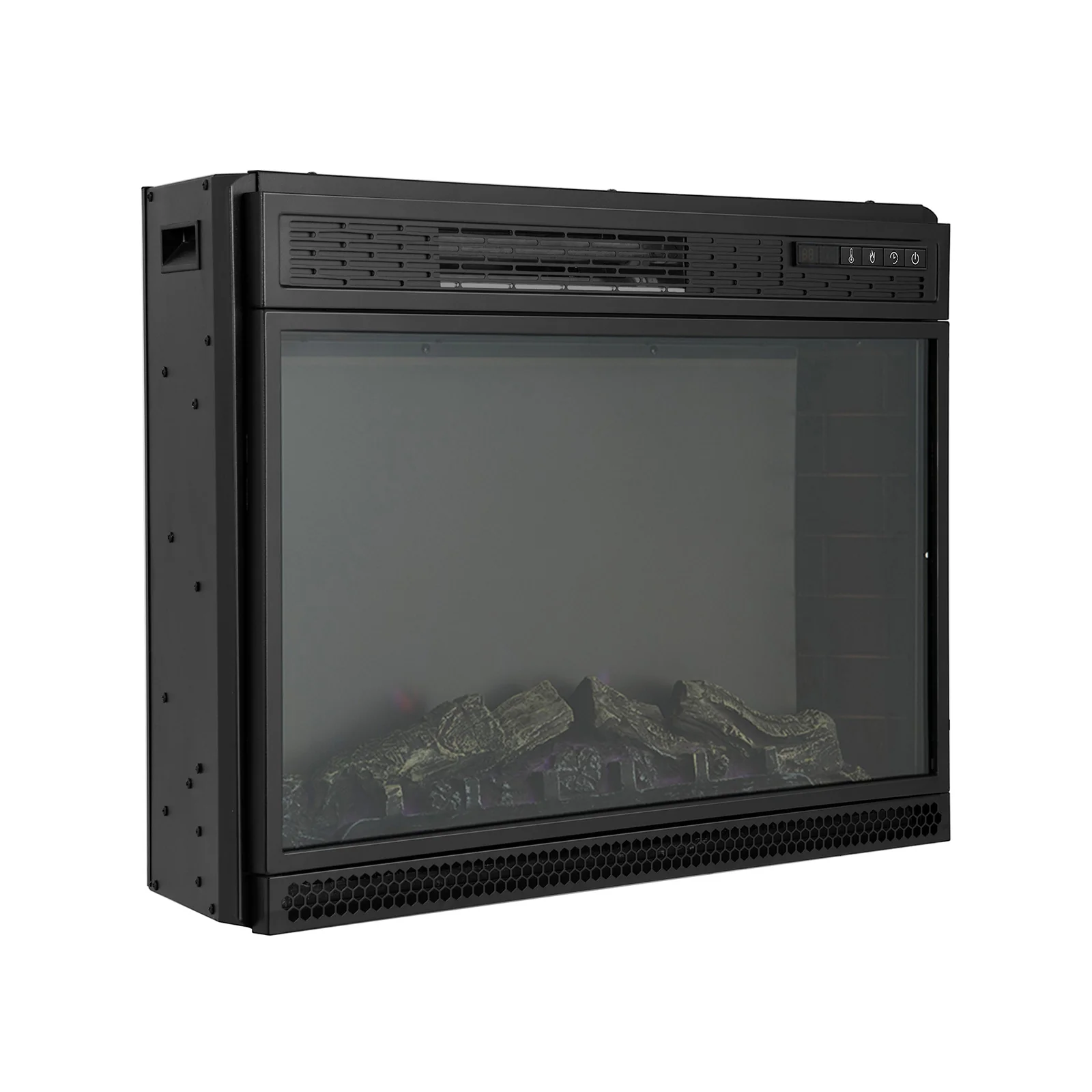 28 Inch Electric Freestanding Recessed Fireplace, Black - Image 3
