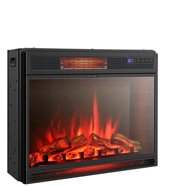 28 Inch Electric Freestanding Recessed Fireplace, Black - Image 4