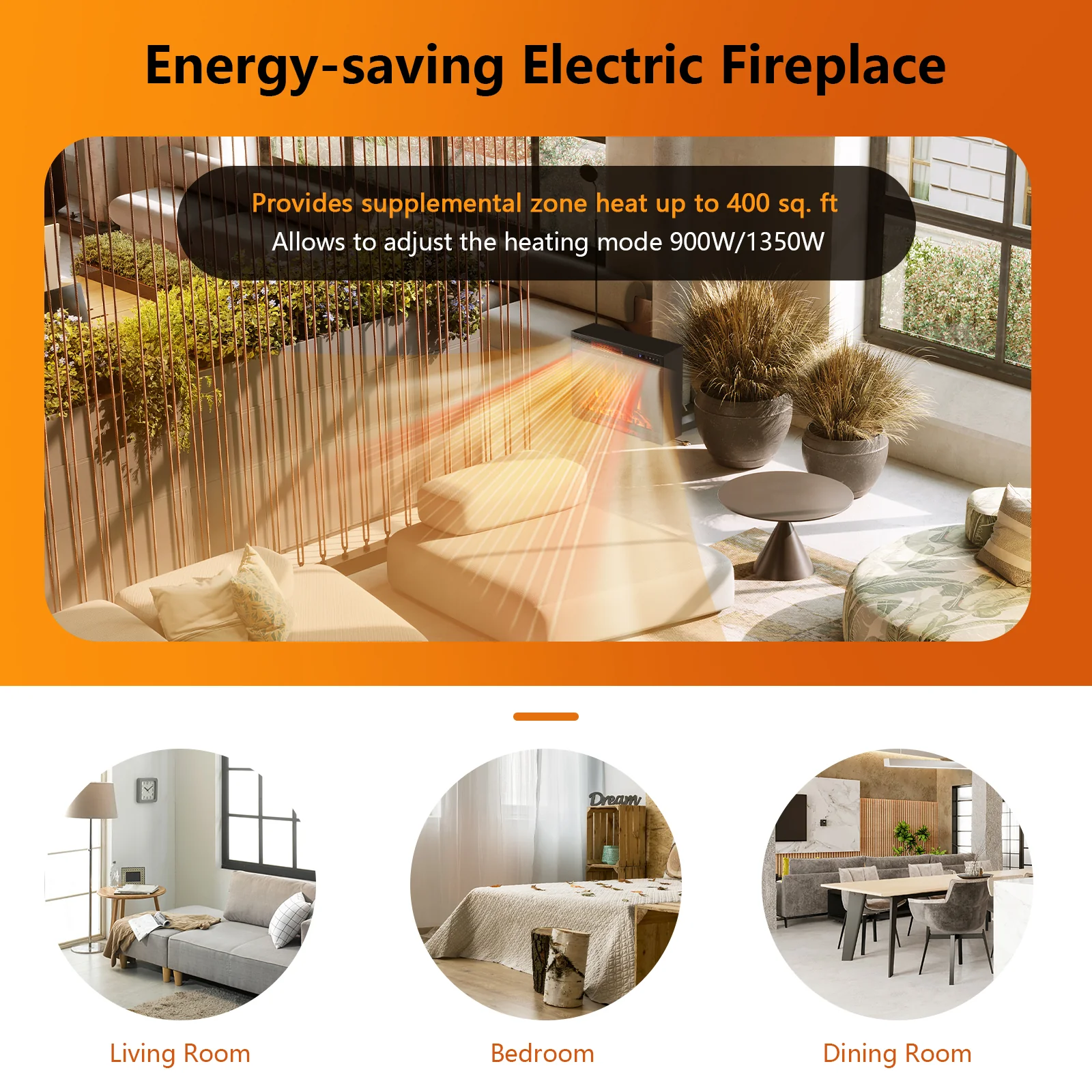 28 Inch Electric Freestanding Recessed Fireplace, Black - Image 7