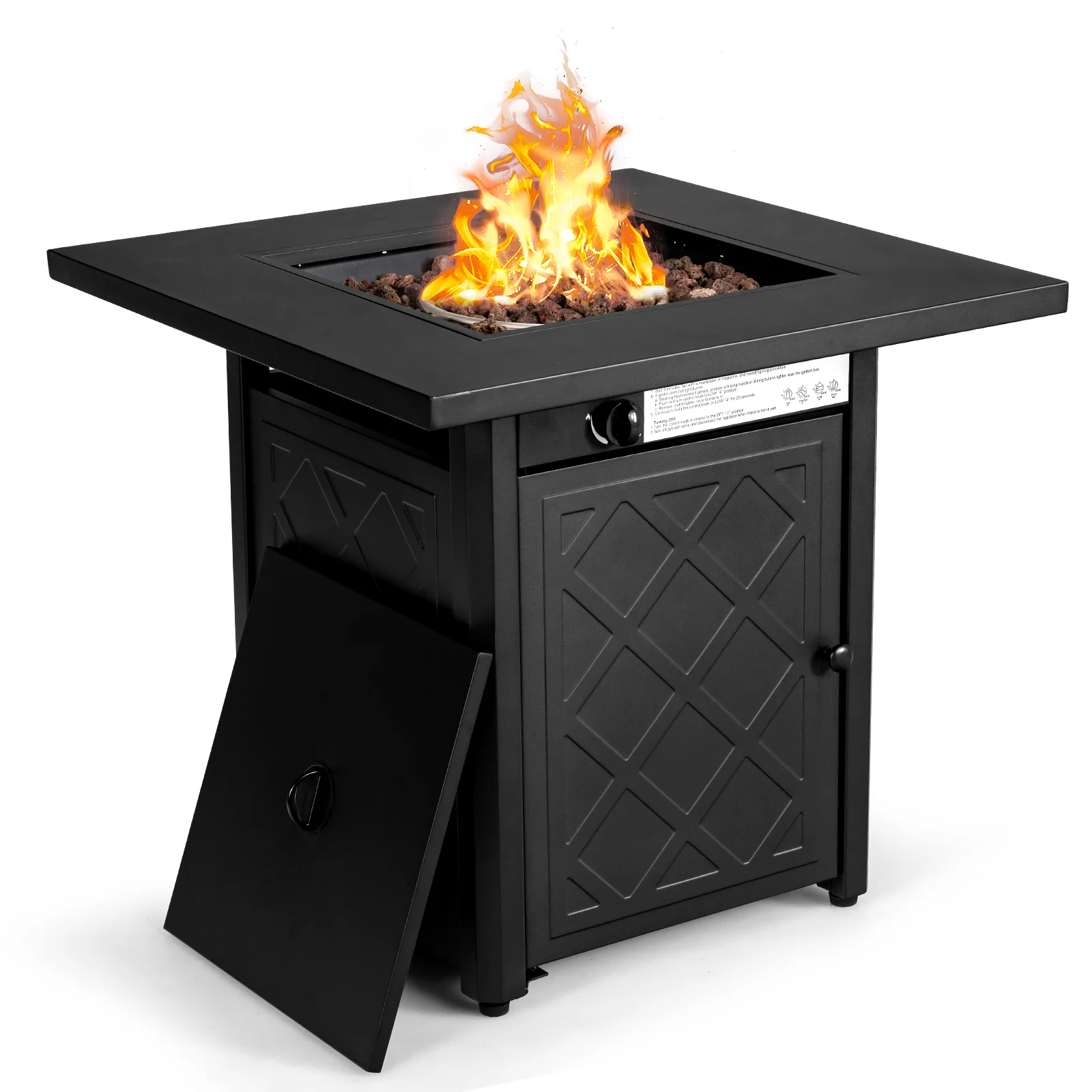 28 Inch Propane 50,000 BTU Patio Square Gas Fireplace, Black - Image 4