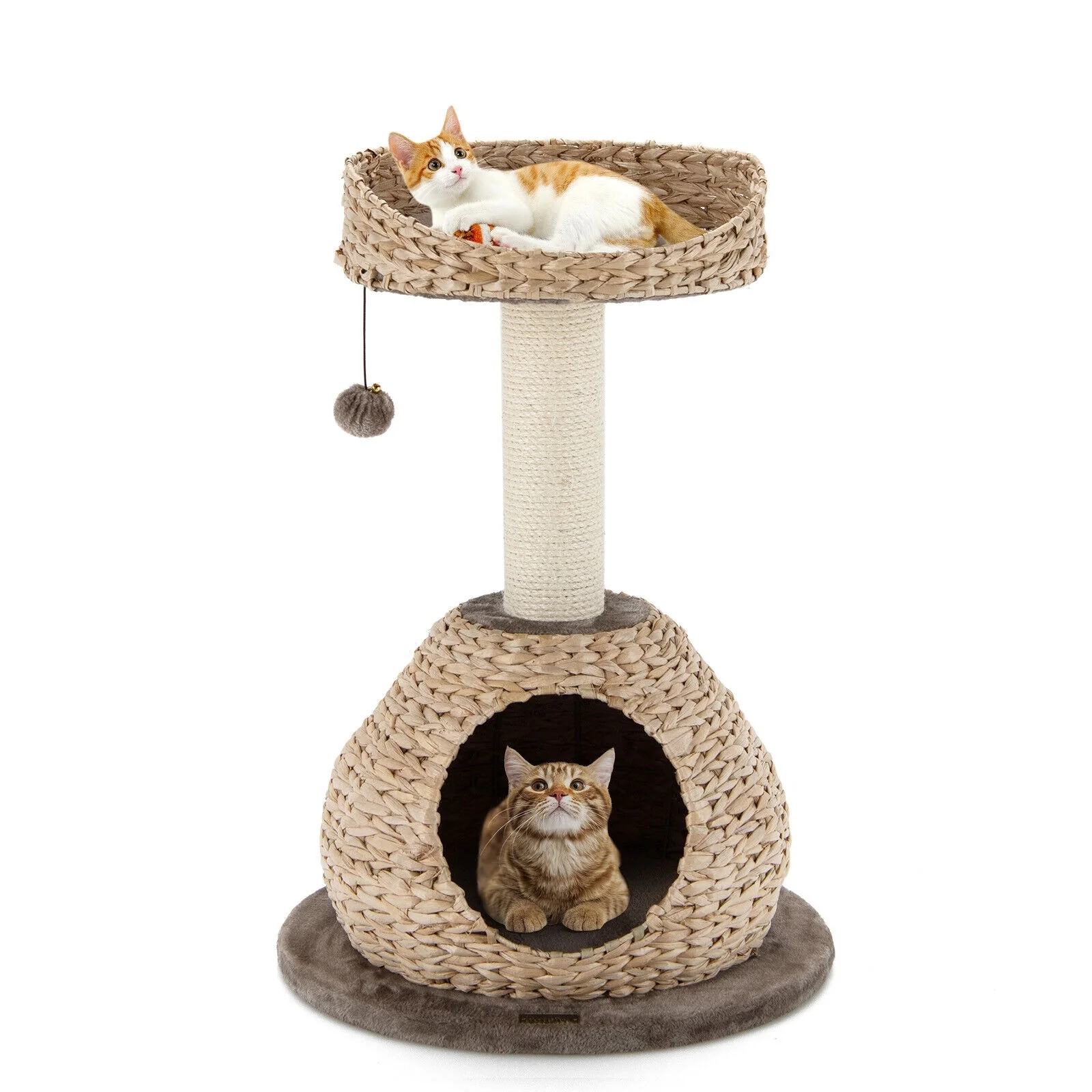 28 Inches Hand-Made Cat Tree Tower, Jump Platform, Coffee - Image 9