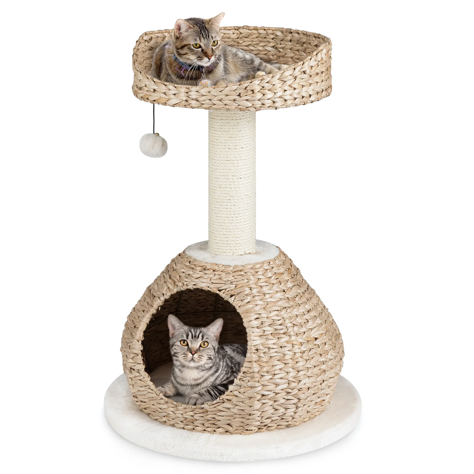28 Inches Hand-Made Cat Tree Tower with Jump Platform, White