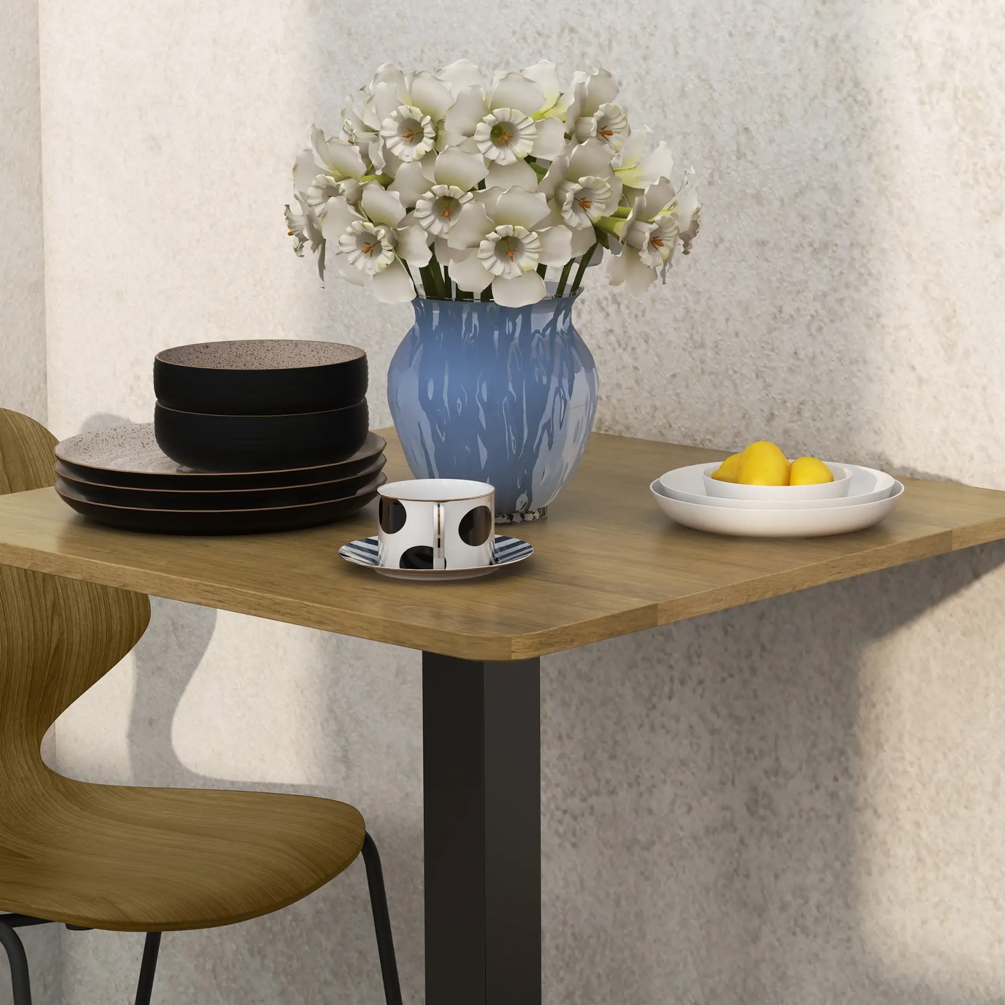28" Square Dining Table, Modern Steel Base, Dark Brown - Image 10