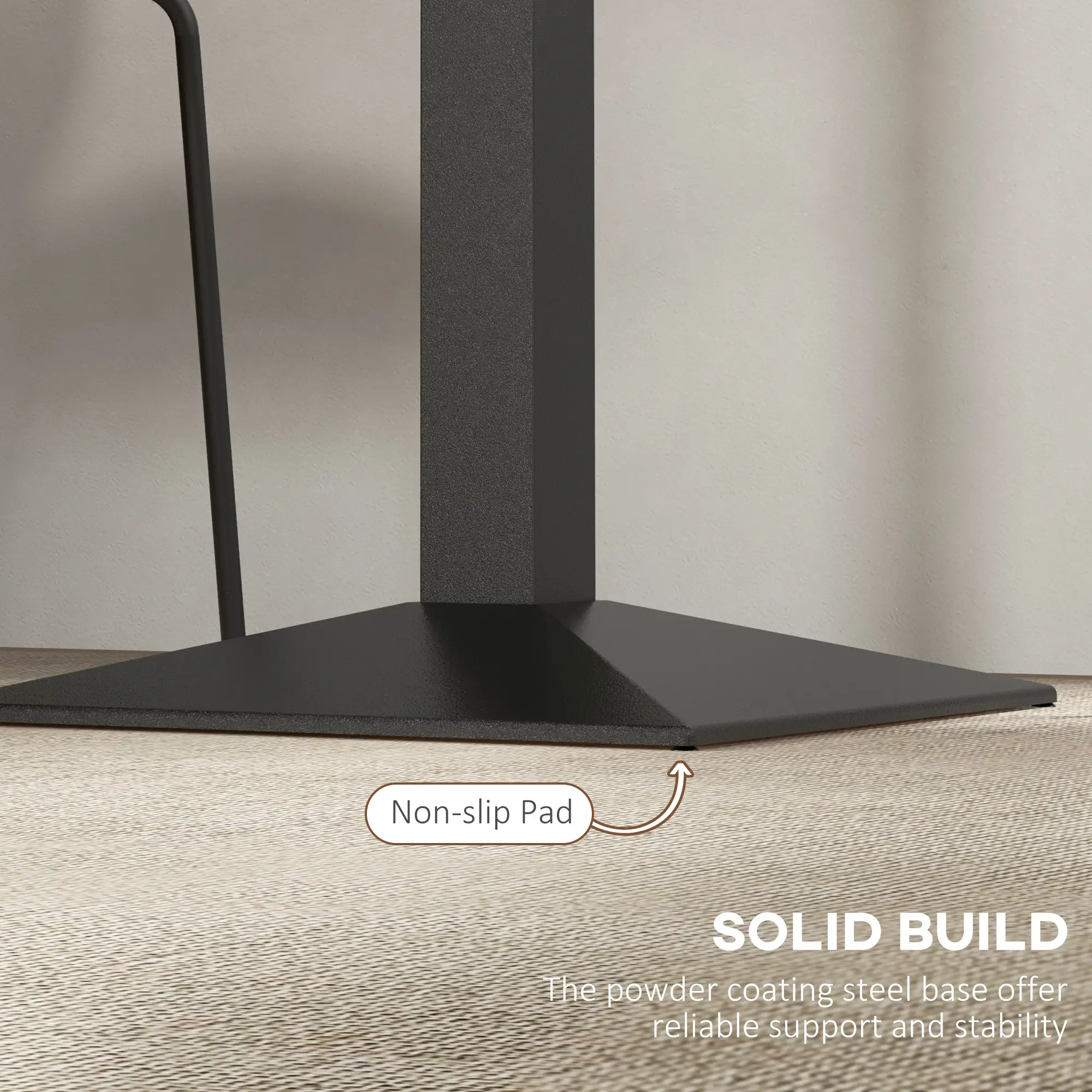 28" Square Dining Table, Modern Steel Base, Dark Brown - Image 5
