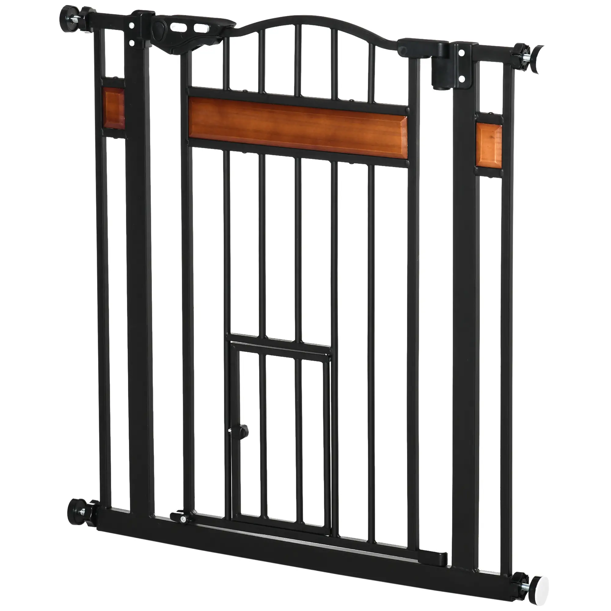 29.1''-31.5'' Wide Dog Gate with Cat Door, Auto Close, Double Lock, Black - Image 11