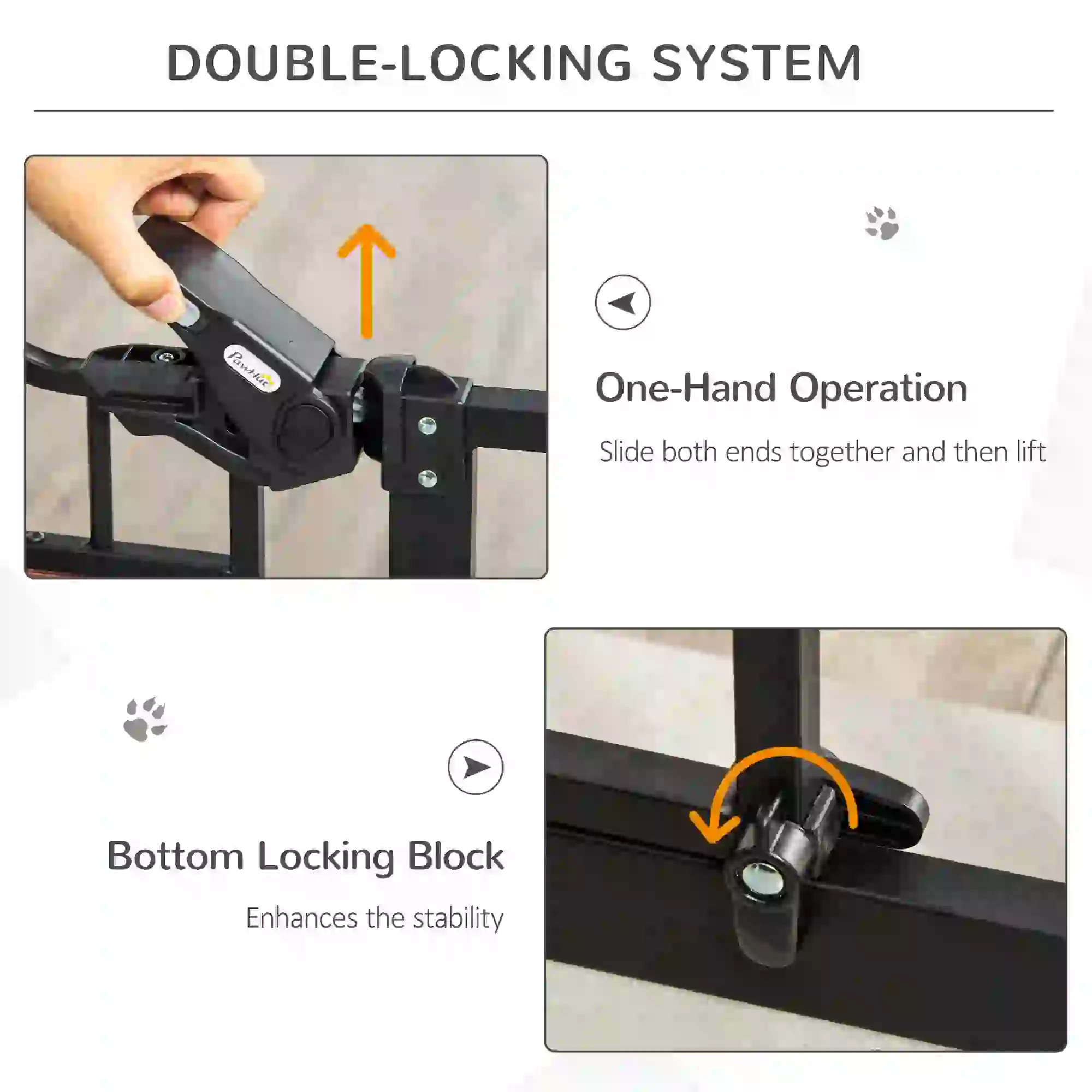29.1''-31.5'' Wide Dog Gate with Cat Door, Auto Close, Double Lock, Black - Image 4