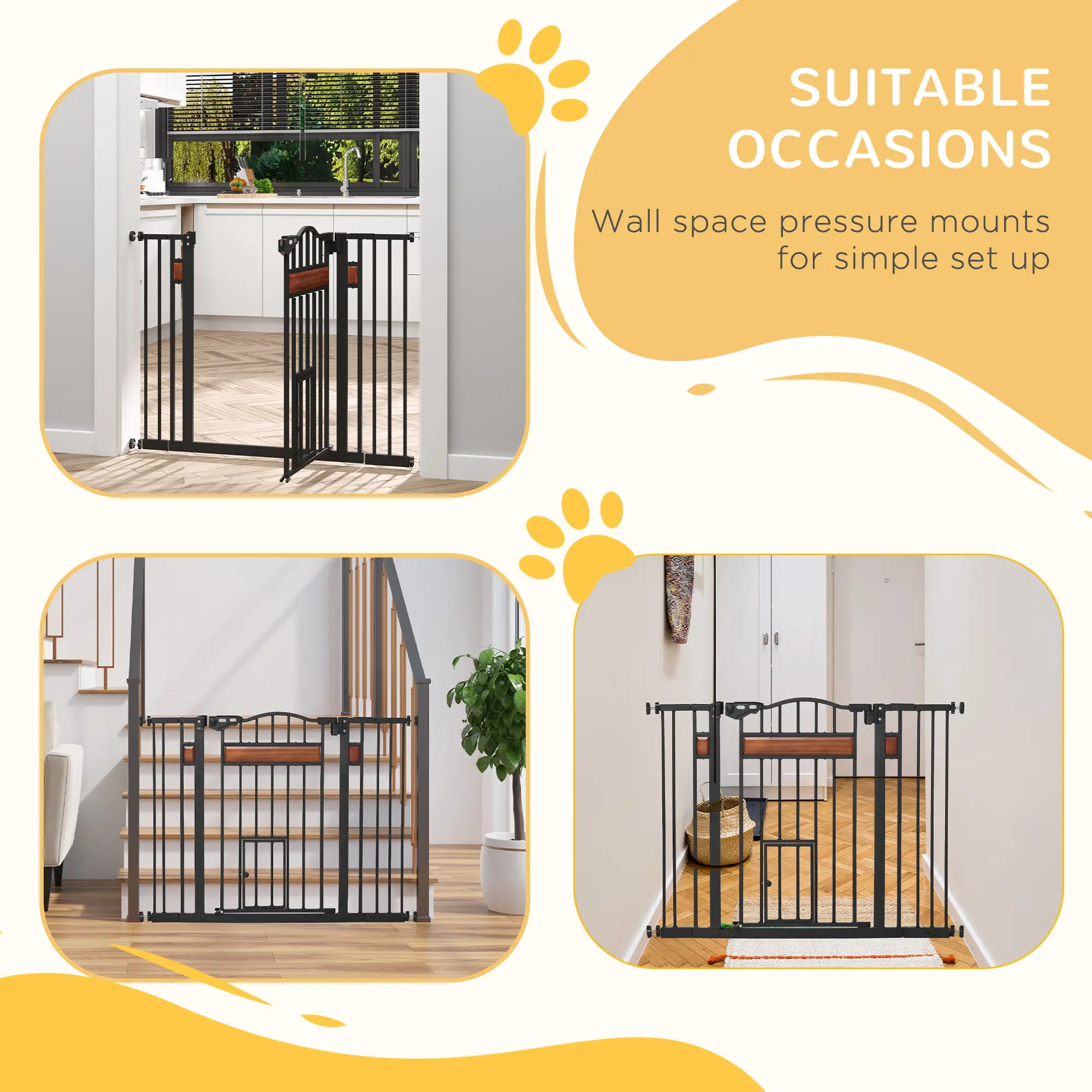 29.1''-41.3'' Extra Wide Dog Gate, Cat Door, Pressure Fit, Auto Close - Image 10