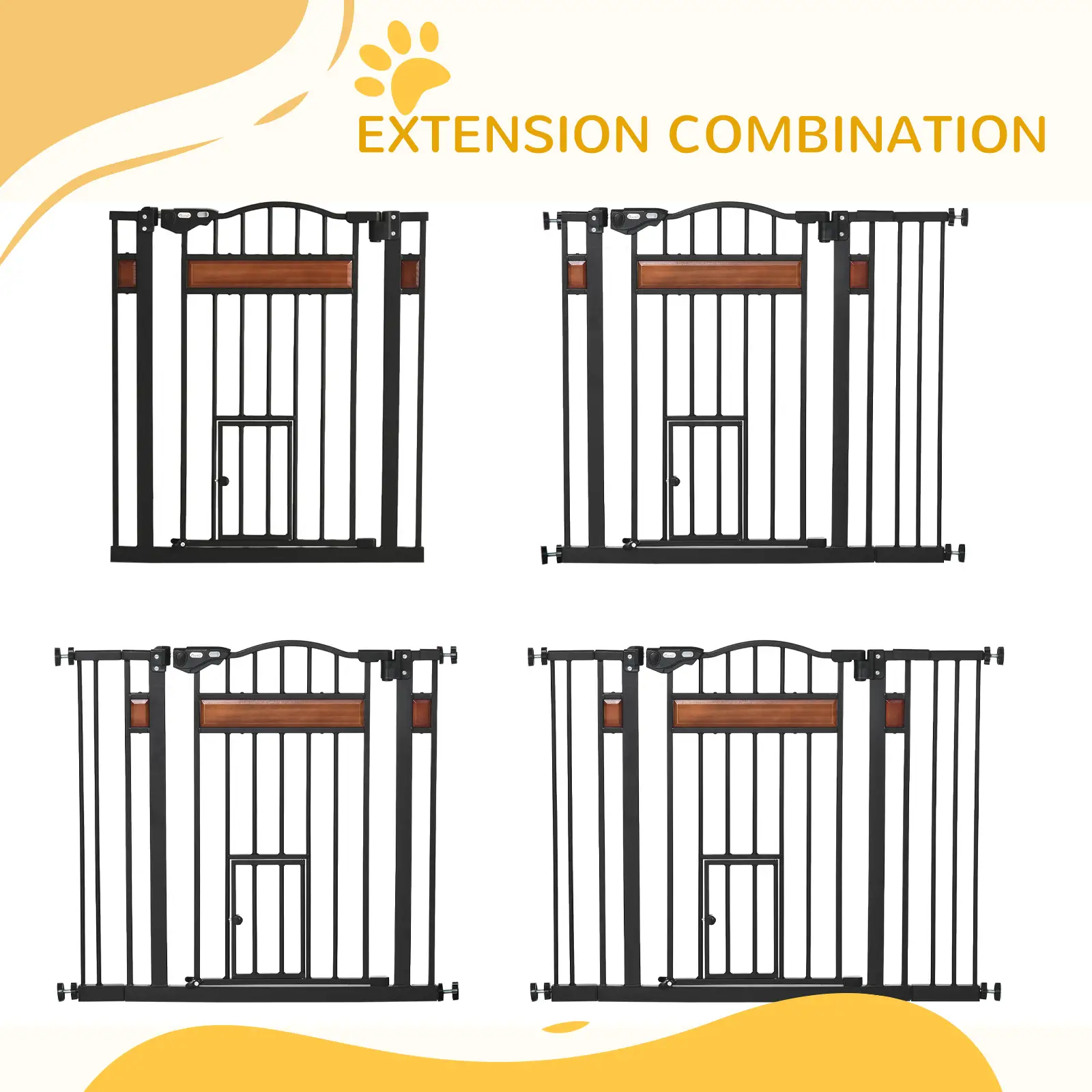 29.1''-41.3'' Extra Wide Dog Gate, Cat Door, Pressure Fit, Auto Close - Image 9